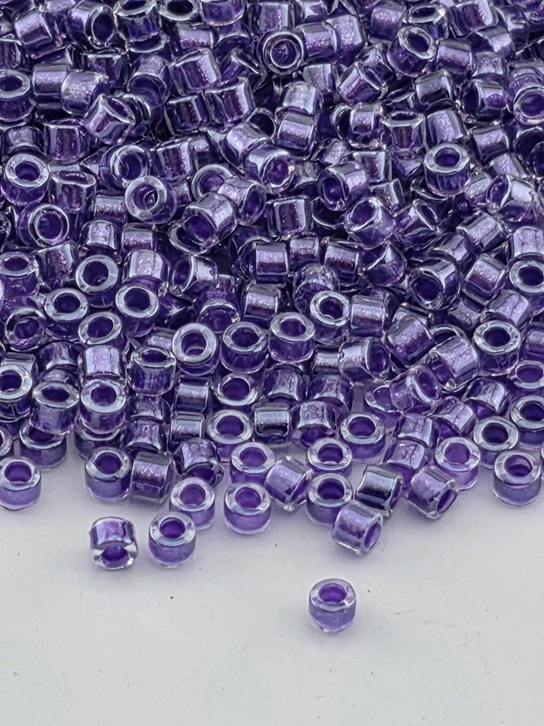 Crystal/Purple Inside Color Lined Sparkle Duracoat | Size 11/0 | 7g | Japanese Seed Beads | Bead Weaving Embroidery Supply | DIY Jewelry