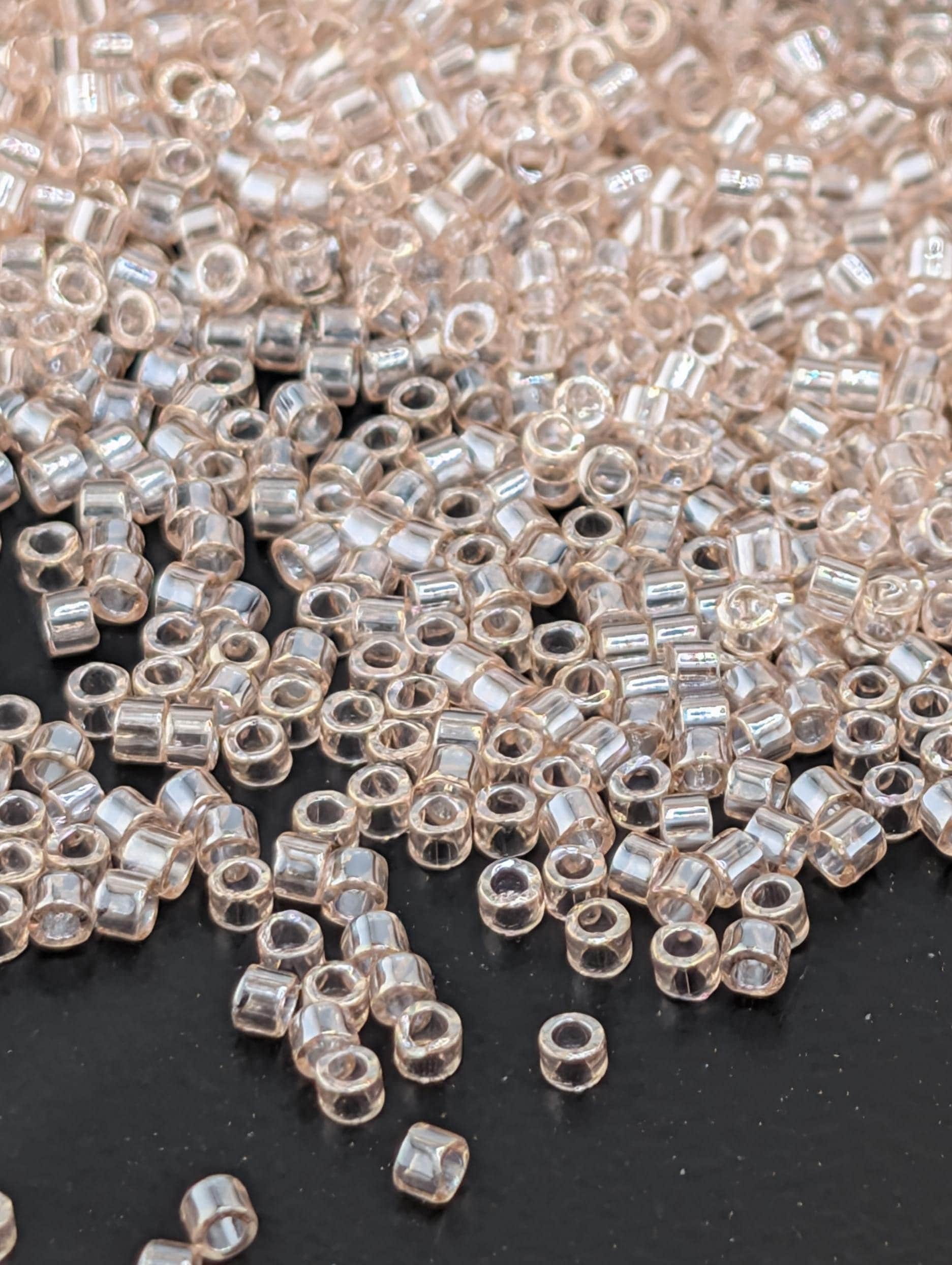 Pink Mist Translucent Inside Color Lined | Size 11/0 | 7g | Japanese Seed Beads | Bead Weaving Embroidery Supply | DIY Jewelry