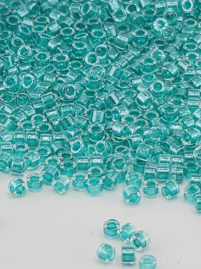 Crystal/Aqua Inside Color Lined Sparkle Duracoat | Size 11/0 | 7g | Japanese Seed Beads | Bead Weaving Embroidery Supply | DIY Jewelry