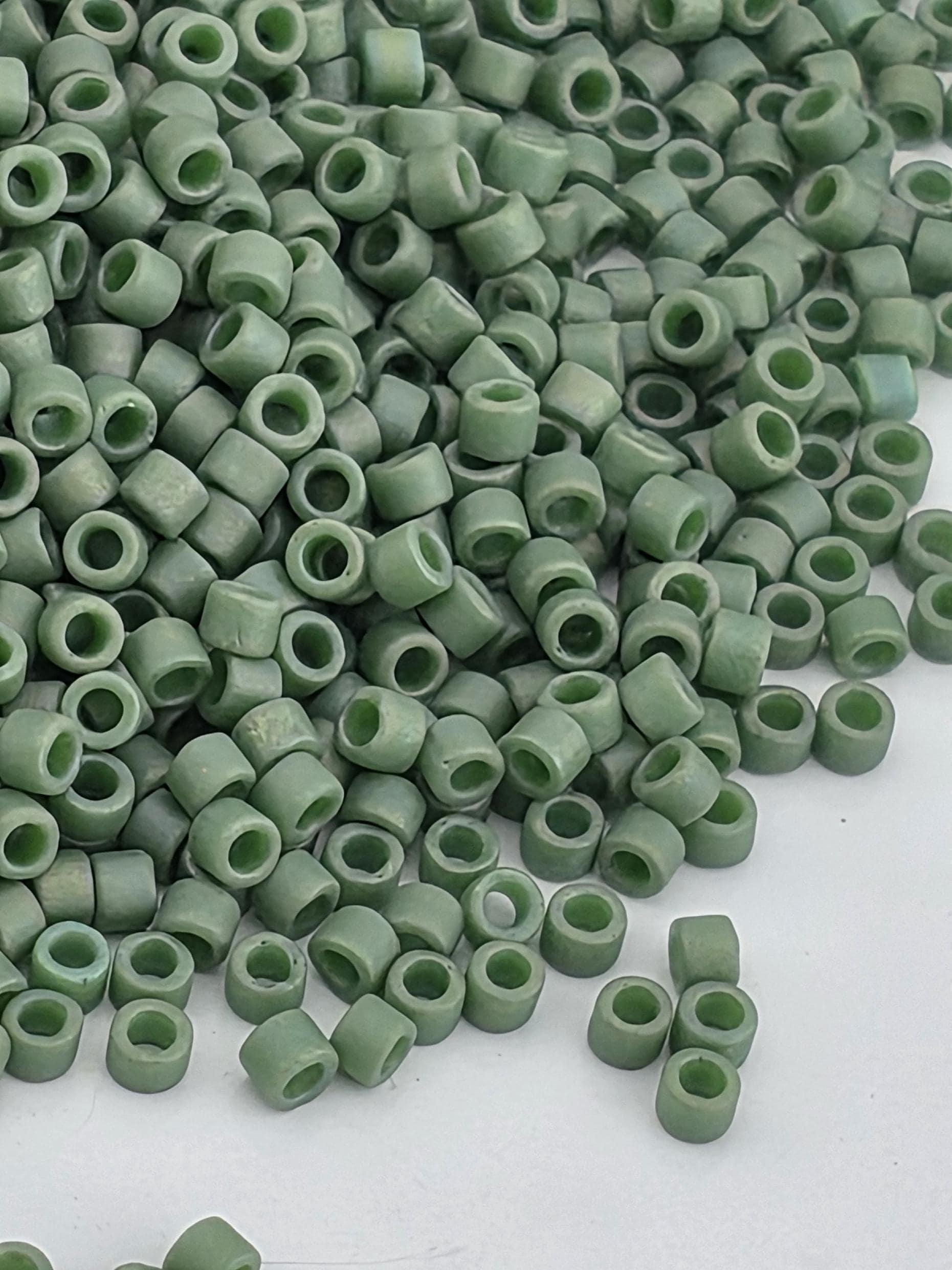DB2312:Parakeet Green Opaque Matte Glazed Rainbow | Size 11/0 | 7g