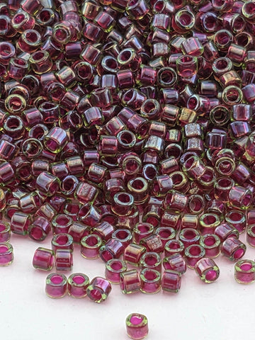 Peridot/Poinsettia Inside Color Lined Rainbow | Size 11/0 | 7g | Japanese Seed Beads | Bead Weaving Embroidery Supply | DIY Jewelry