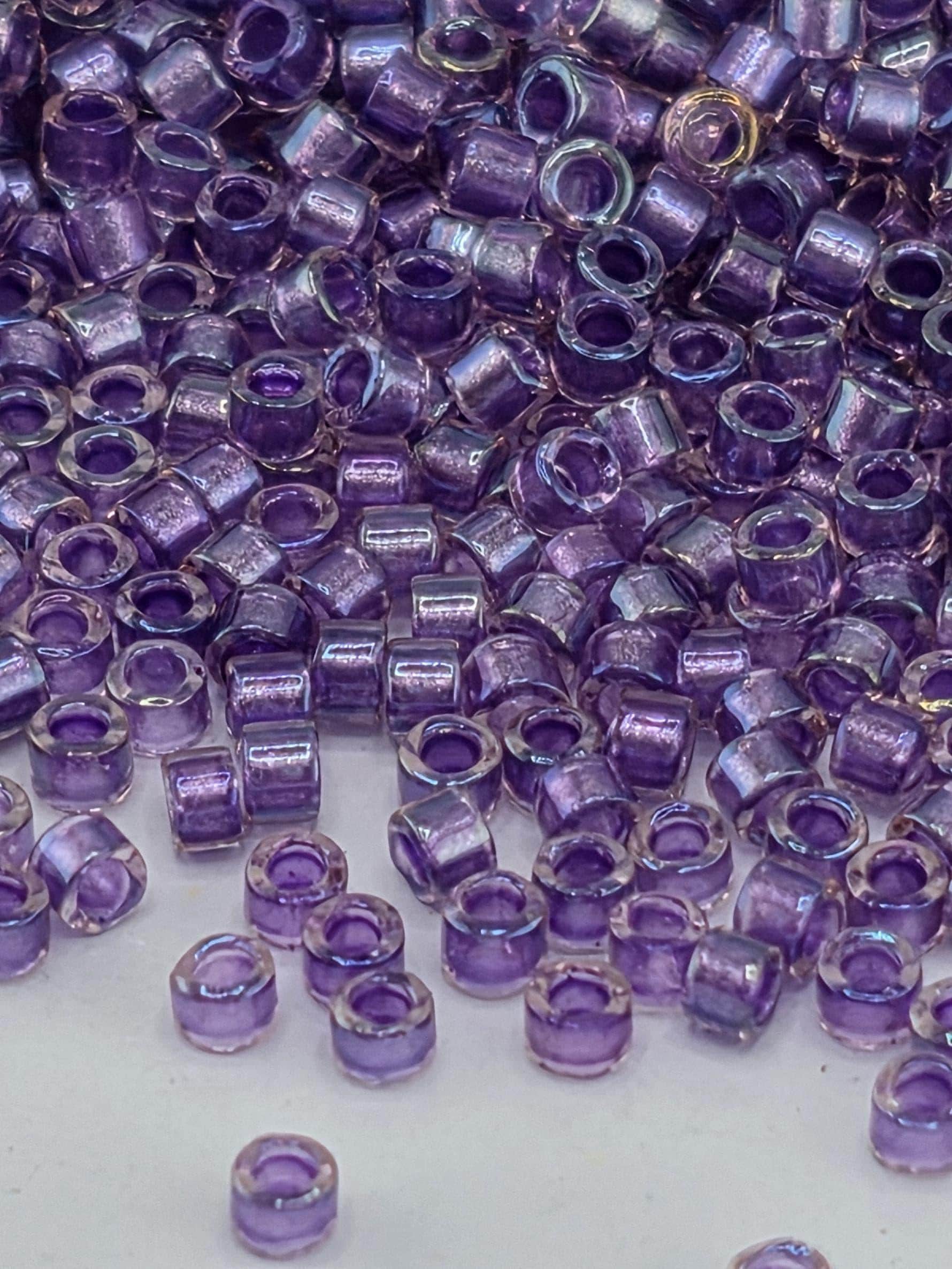 Amethyst/Violet Inside Color Lined Sparkle Rainbow | Size 11/0 | 7g | Japanese Seed Beads | Bead Weaving Embroidery Supply | DIY Jewelry
