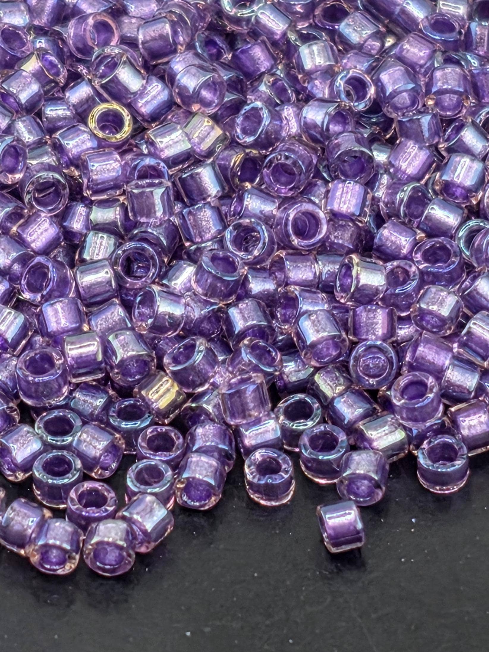 DB1754:Amethyst/Violet Inside Color Lined Sparkle Rainbow | Size 11/0 | 7g