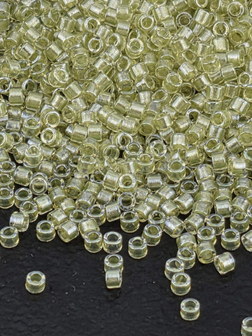 DB0903:Crystal/Lt Peridot Inside Color Lined Sparkle Duracoat | Size 11/0 | 7g