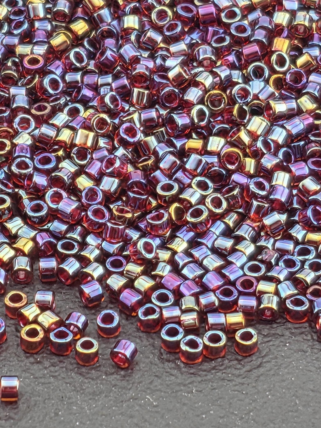 Ruby/Black Cherry Inside Color Lined Rainbow | Size 11/0 | 7g | Japanese Seed Beads | Bead Weaving Embroidery Supply | DIY Jewelry