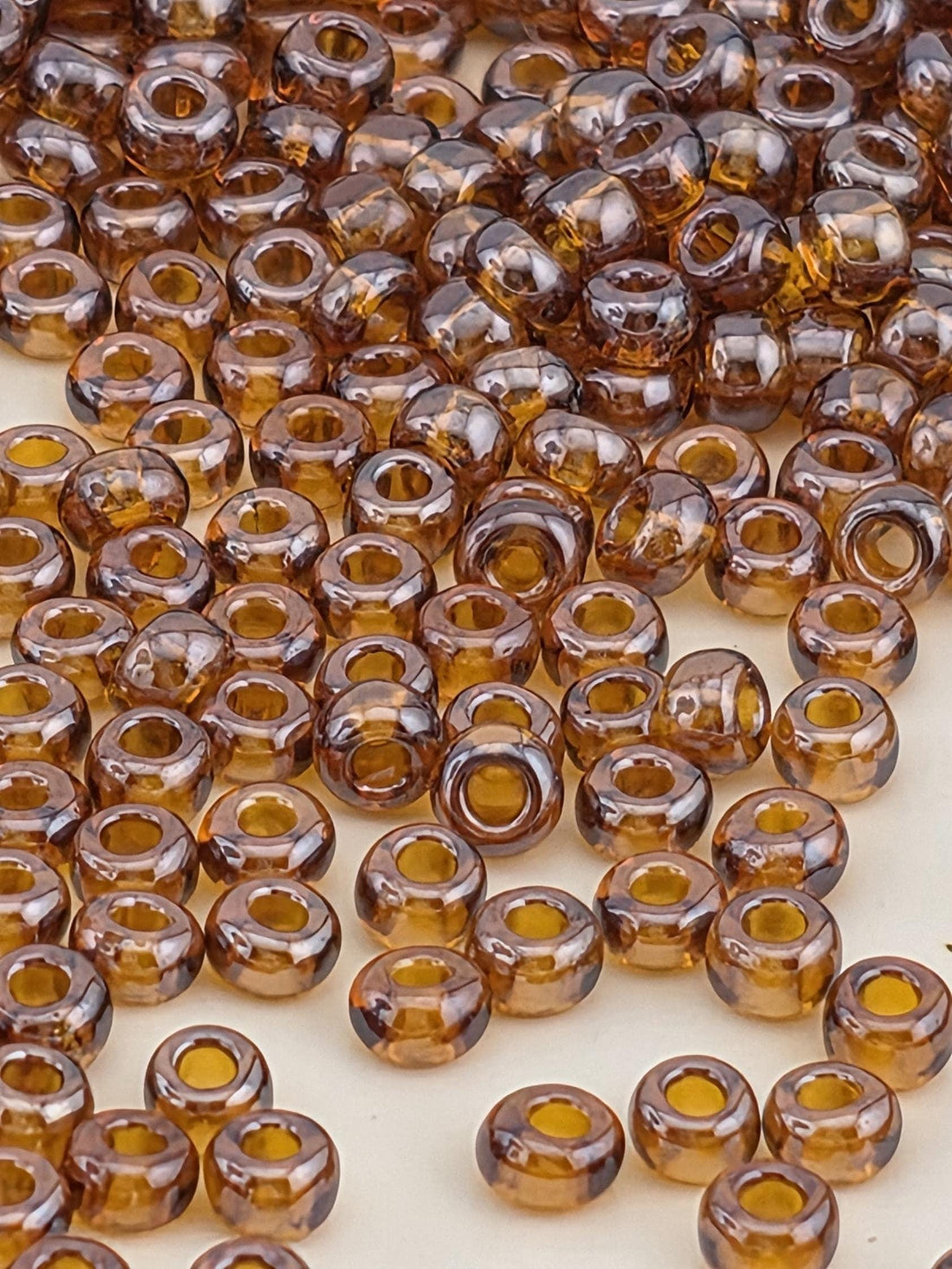 Translucent Topaz Rocaille | Size 8 | 15g | Preciosa-Ornela Glass Seed Beads | Czech Seed Beads | Bead Weaving Embroidery Supply