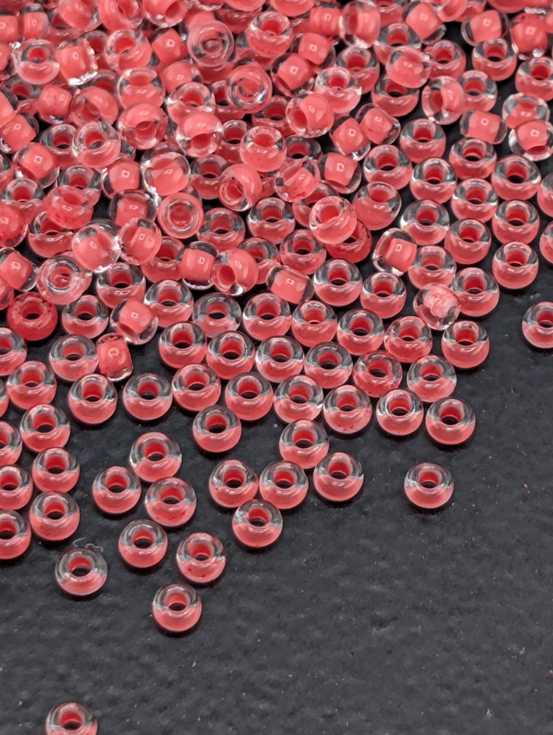 Transparent Red Lined Clear | Size 11 | 15g | Preciosa-Ornela Glass Seed Beads | Czech Seed Beads | Bead Weaving Embroidery Supply