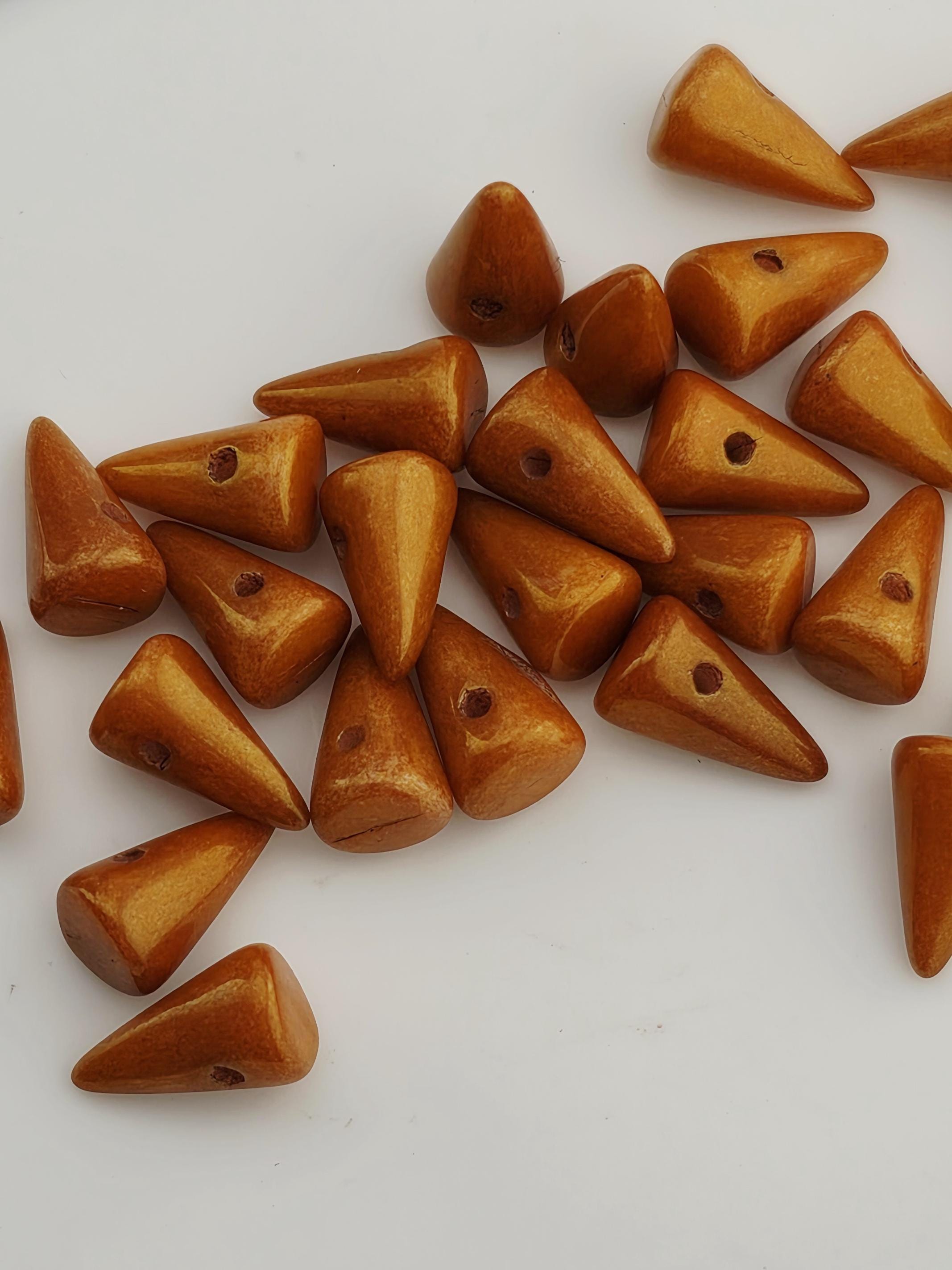 Czech glass spike beads, iridescent copper-brown, 12pcs for jewelry making; boho spike beads for bracelet and necklace.
