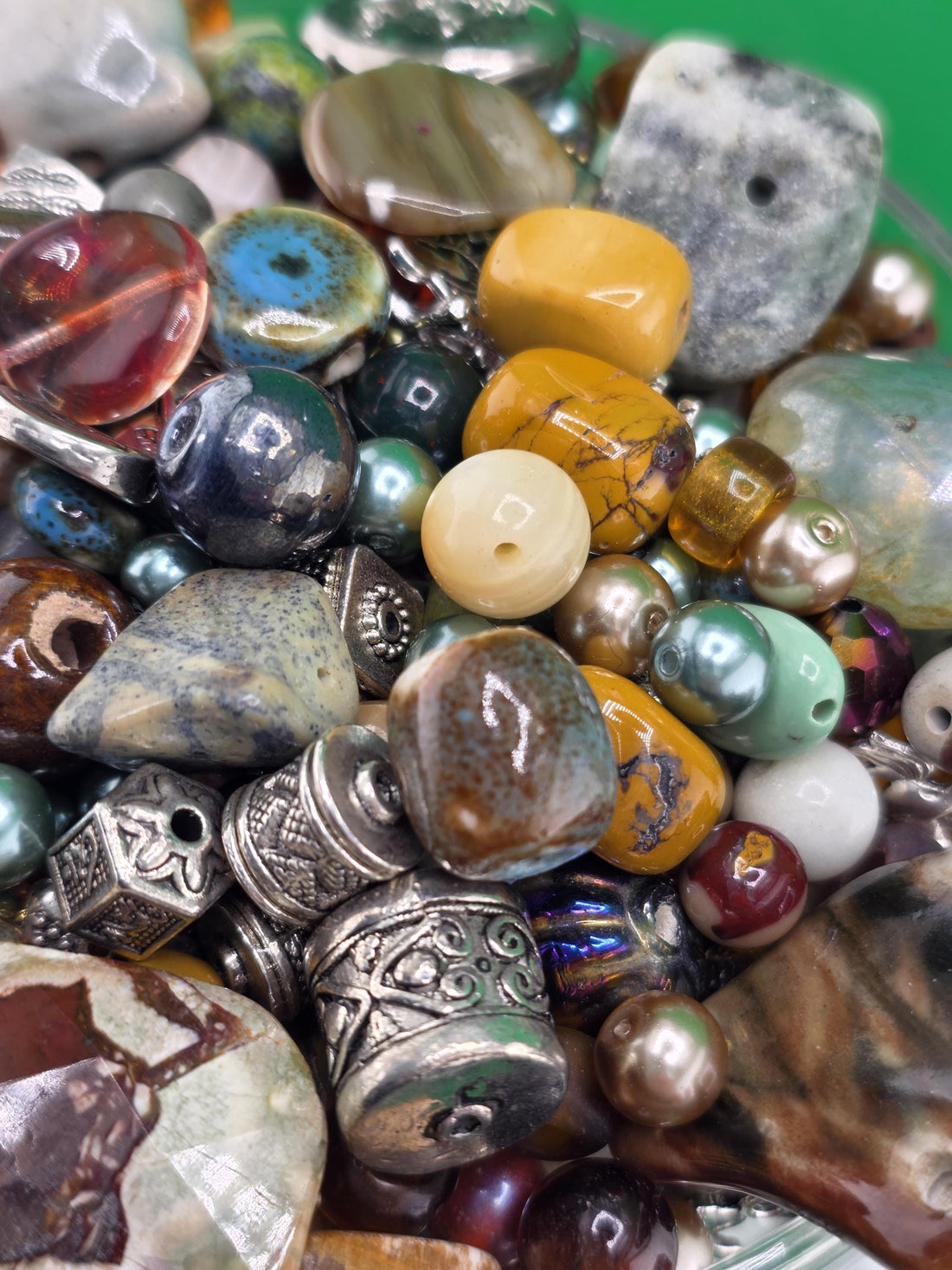 Fancy Jasper Beads Mix, Earth Tone Gemstones (2oz Jewelry Crafting) | Jewelry Making Bracelet Supply | Learise Curated Mix