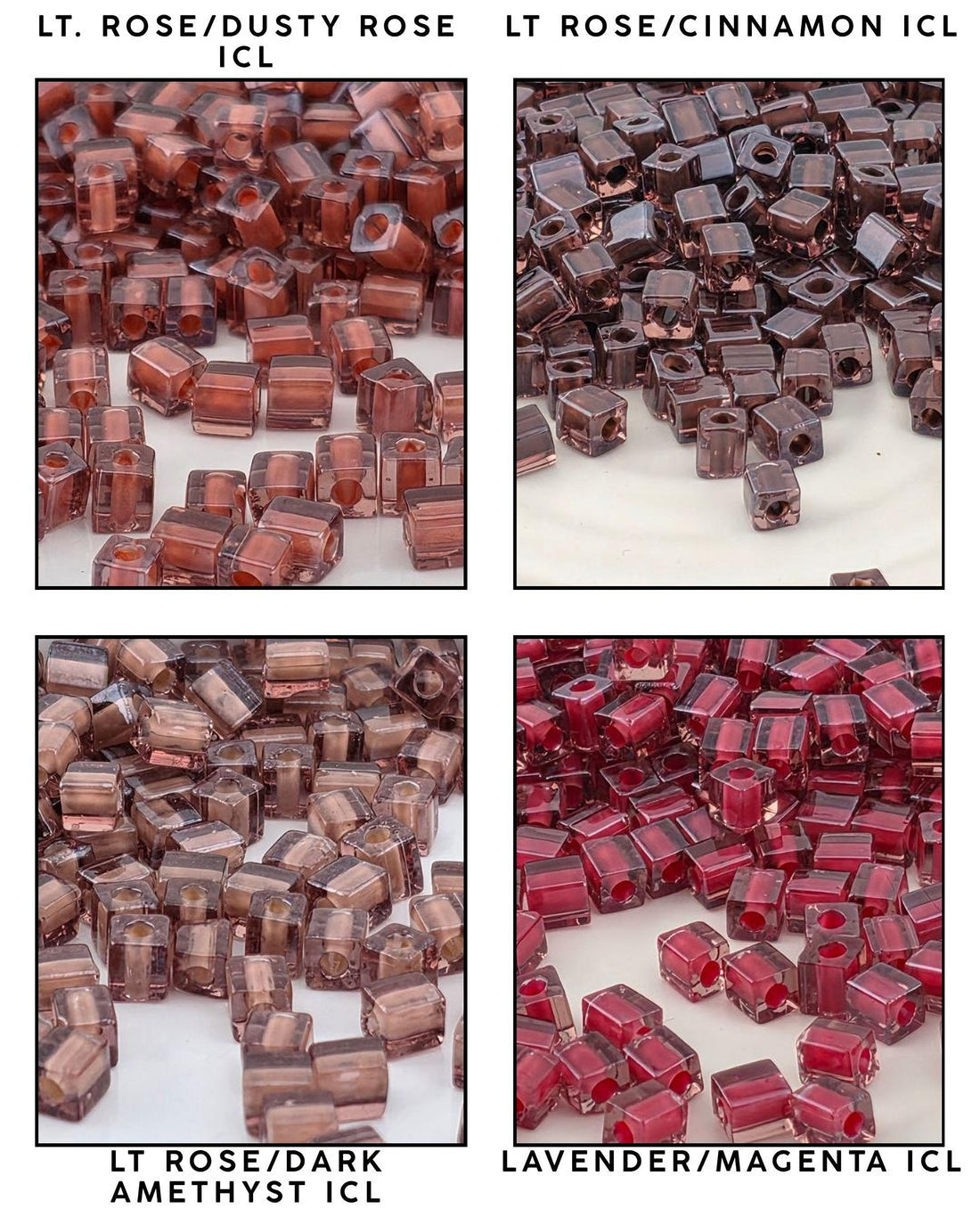 Miyuki 4mm Cube Beads: Two-Tone Inside Color Lined 15g