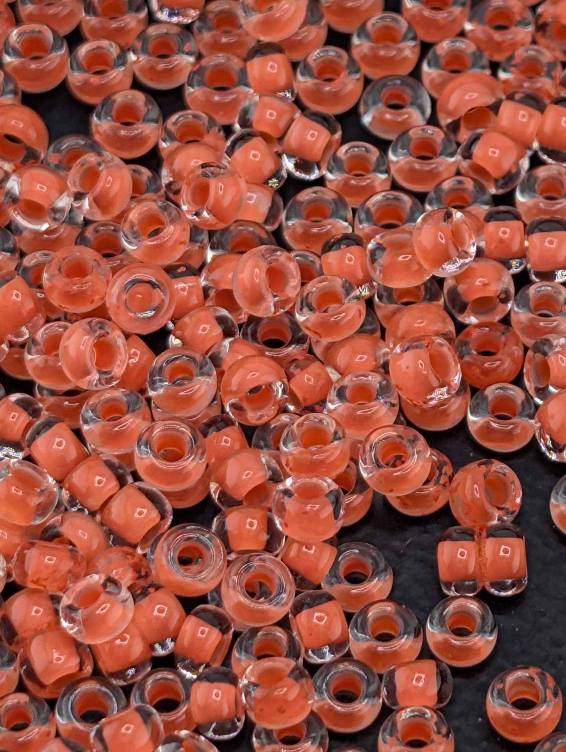 Transparent Orange Lined Clear | Size 8 | 15g | Preciosa-Ornela Glass Seed Beads | Czech Seed Beads | Bead Weaving Embroidery Supply