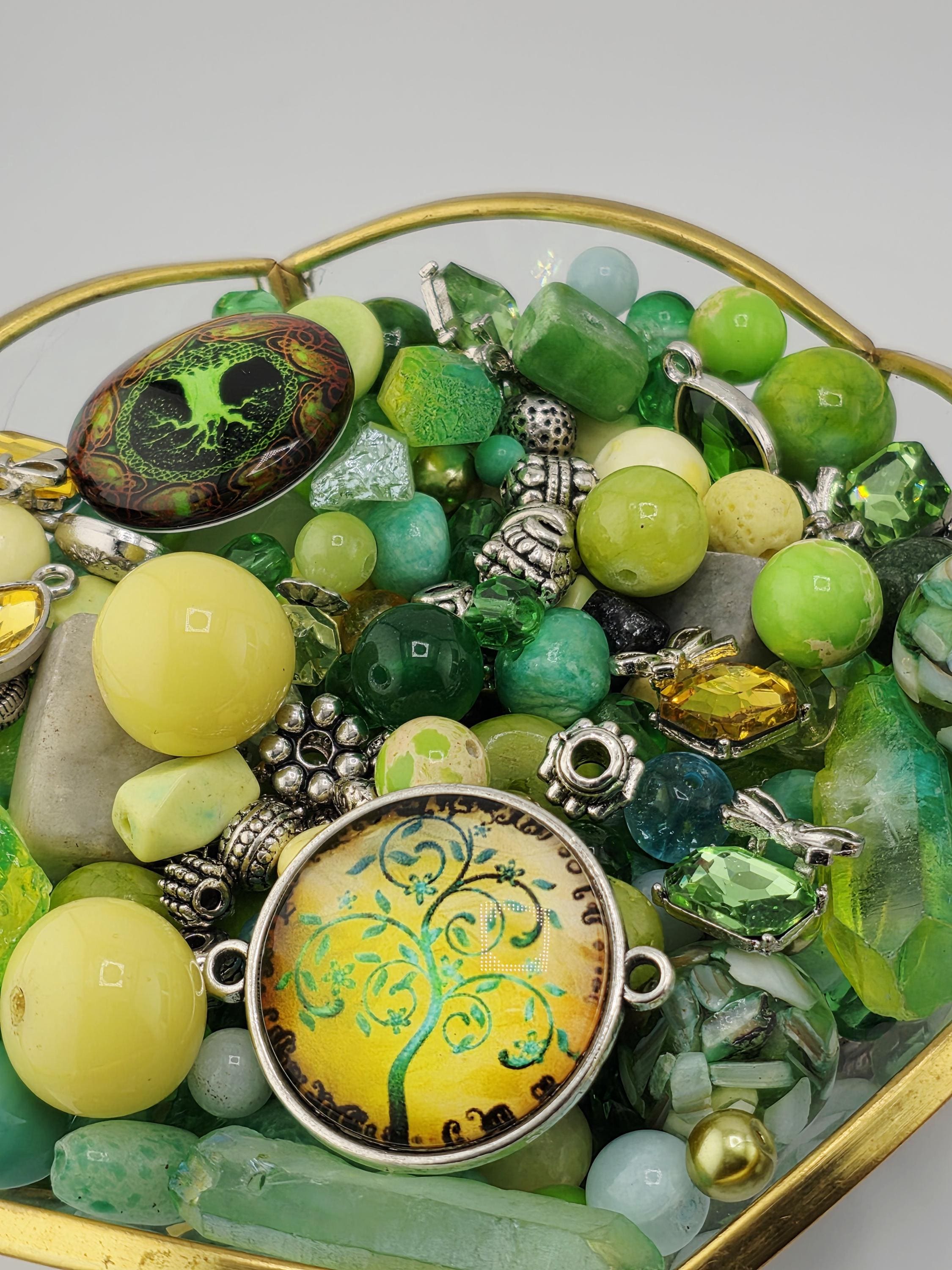 Craft Bead Mix, Gemstone Soup, Wasabi & Citrus (2oz Semi-Precious Lot) | Jewelry Making Bracelet Supply | Learise Curated Mix