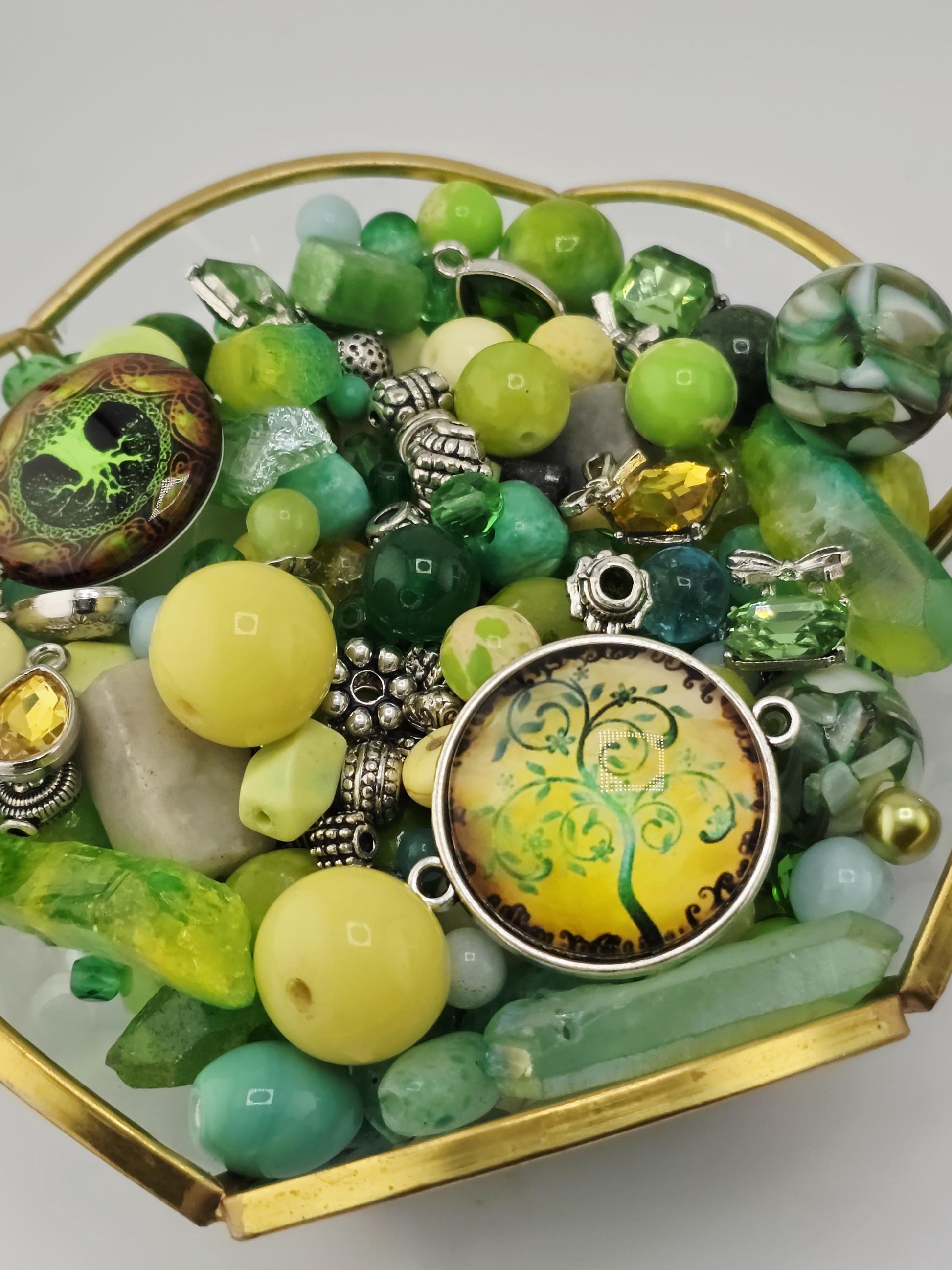 Craft Bead Mix, Gemstone Soup, Wasabi & Citrus (2oz Semi-Precious Lot) | Jewelry Making Bracelet Supply | Learise Curated Mix