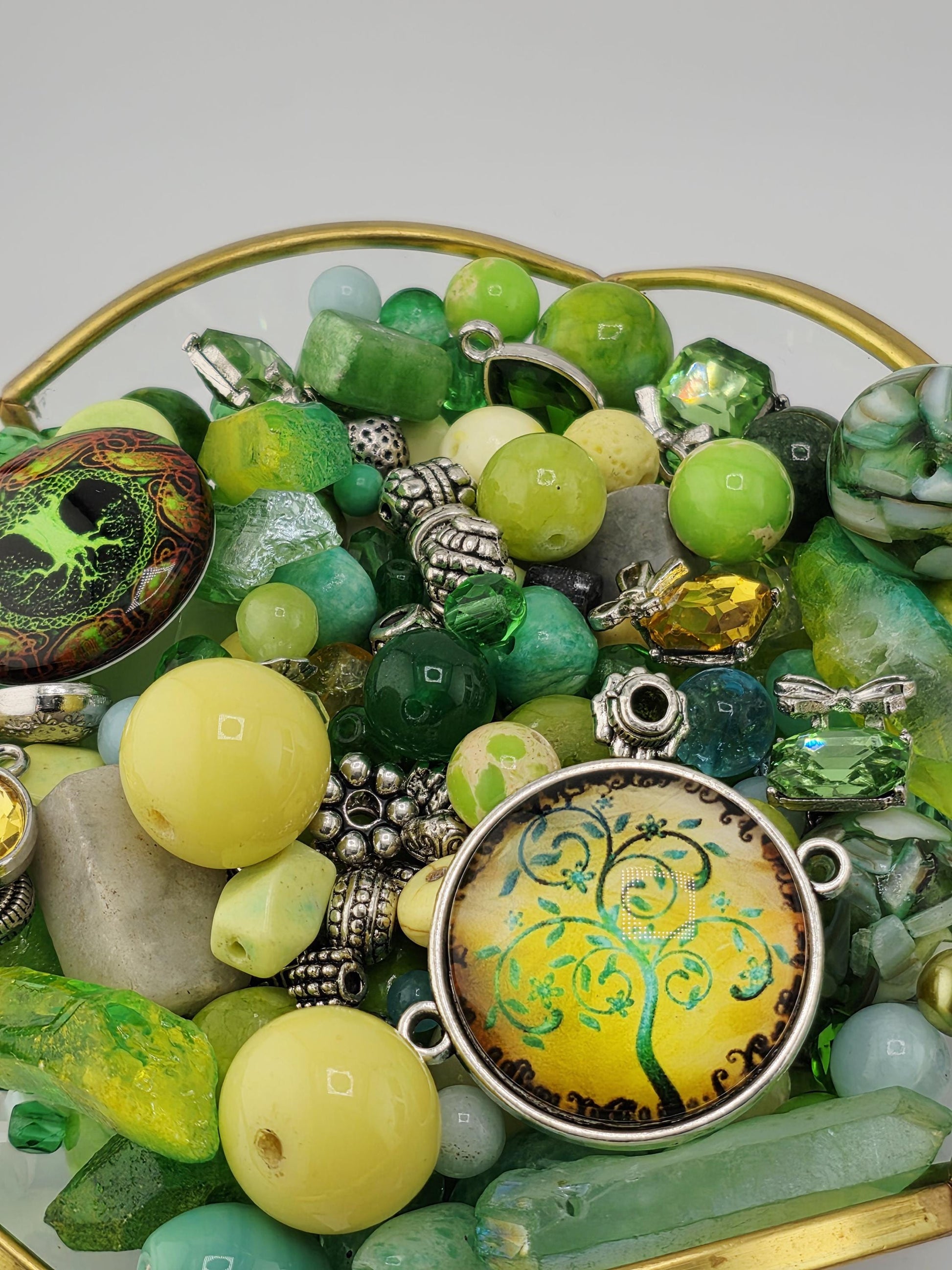 Craft Bead Mix, Gemstone Soup, Wasabi & Citrus (2oz Semi-Precious Lot) | Jewelry Making Bracelet Supply | Learise Curated Mix