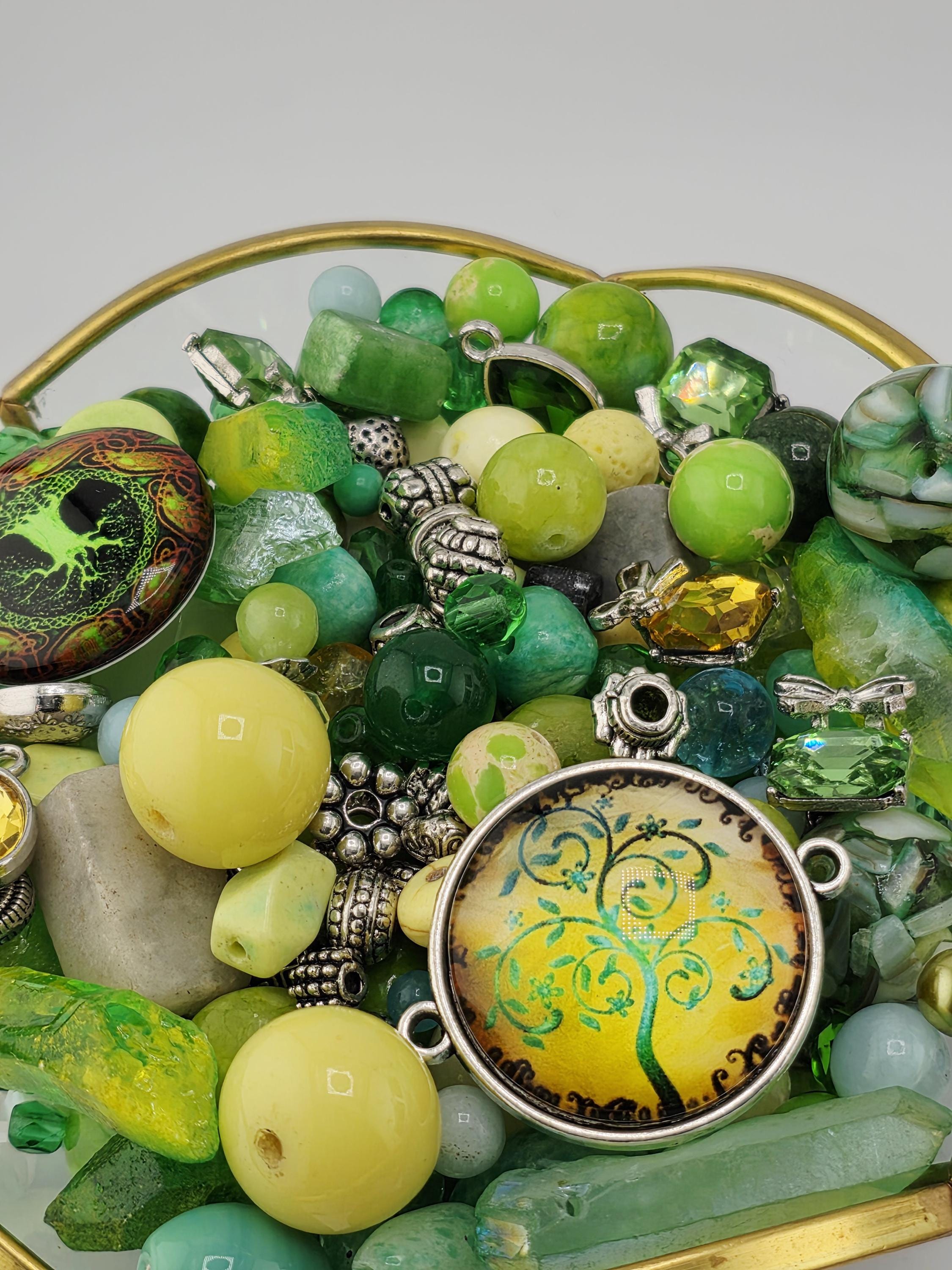 Craft Bead Mix, Gemstone Soup, Wasabi & Citrus (2oz Semi-Precious Lot) | Jewelry Making Bracelet Supply | Learise Curated Mix
