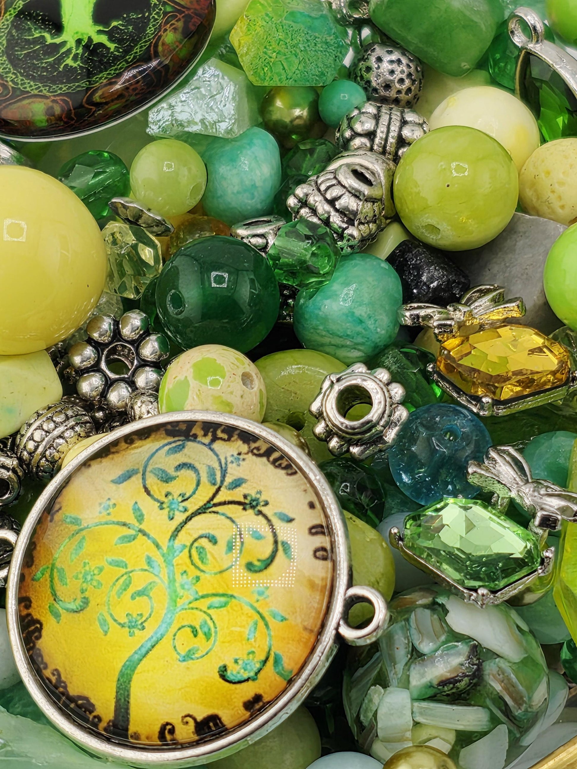 Craft Bead Mix, Gemstone Soup, Wasabi & Citrus (2oz Semi-Precious Lot) | Jewelry Making Bracelet Supply | Learise Curated Mix