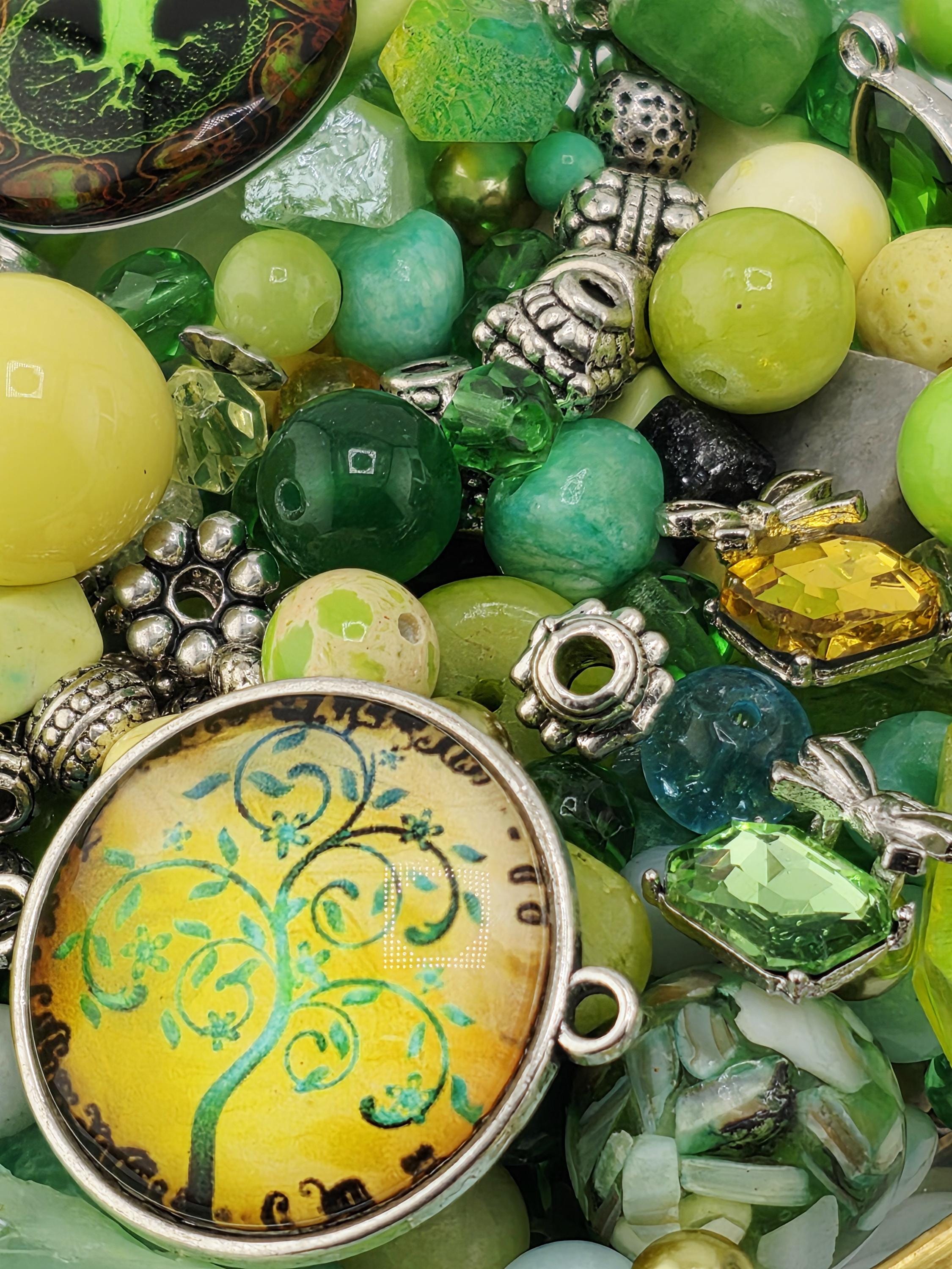 Craft Bead Mix, Gemstone Soup, Wasabi & Citrus (2oz Semi-Precious Lot) | Jewelry Making Bracelet Supply | Learise Curated Mix