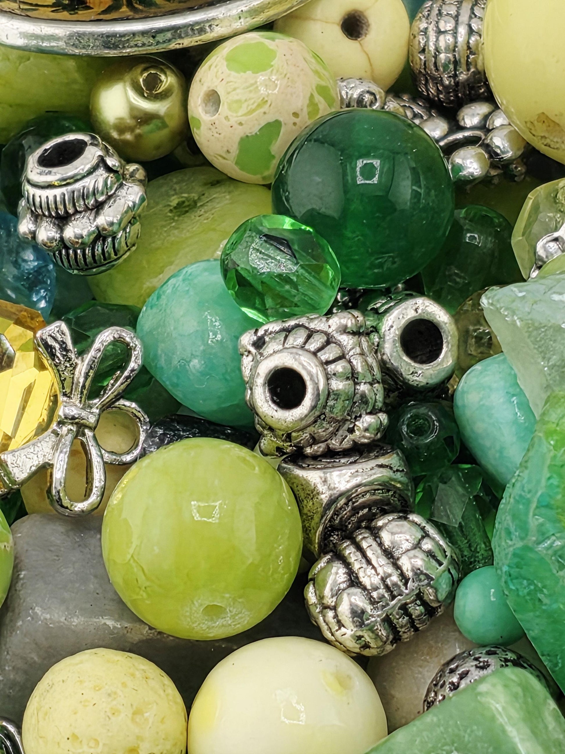 Craft Bead Mix, Gemstone Soup, Wasabi & Citrus (2oz Semi-Precious Lot) | Jewelry Making Bracelet Supply | Learise Curated Mix