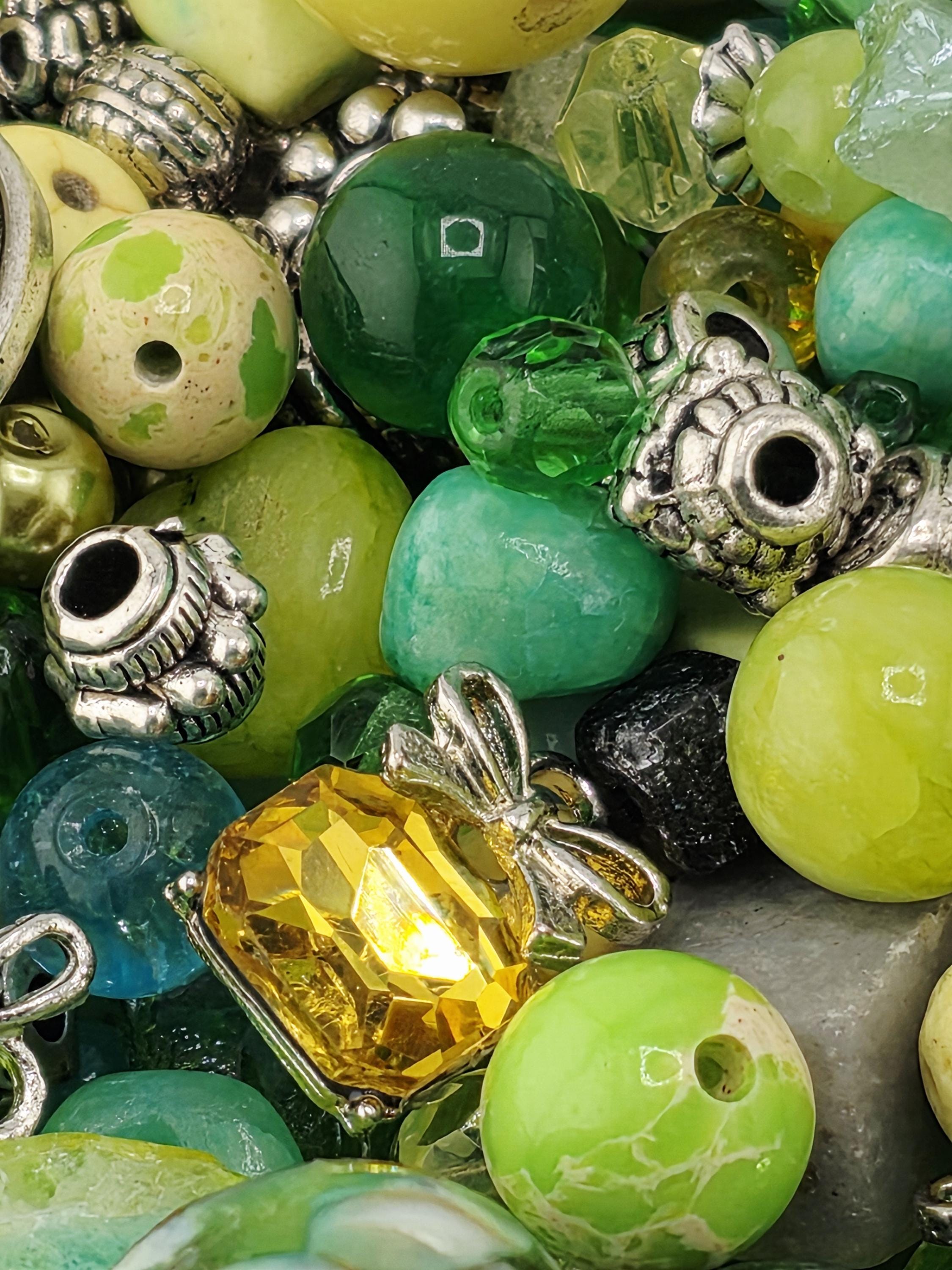 Craft Bead Mix, Gemstone Soup, Wasabi & Citrus (2oz Semi-Precious Lot) | Jewelry Making Bracelet Supply | Learise Curated Mix