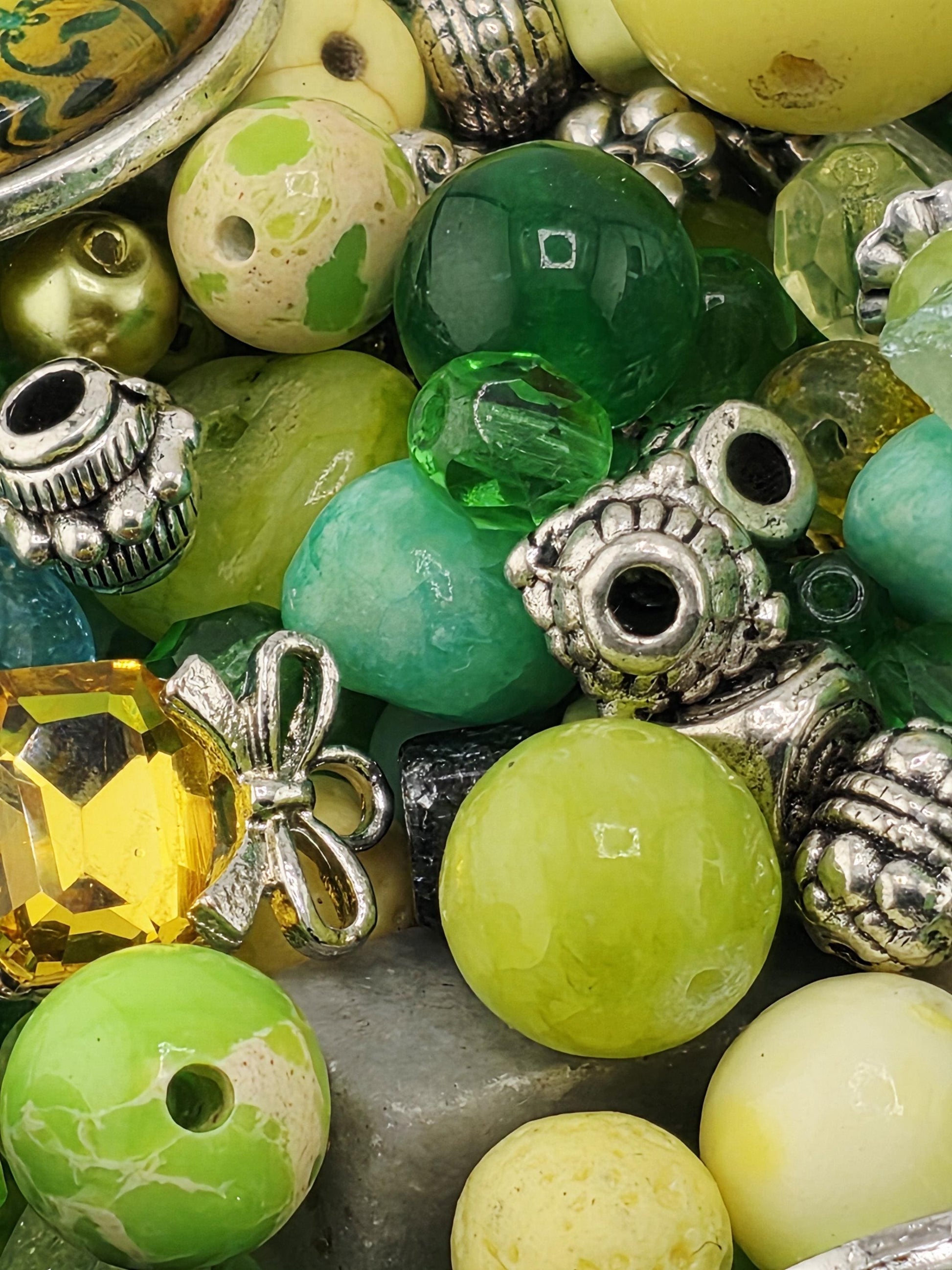 Craft Bead Mix, Gemstone Soup, Wasabi & Citrus (2oz Semi-Precious Lot) | Jewelry Making Bracelet Supply | Learise Curated Mix