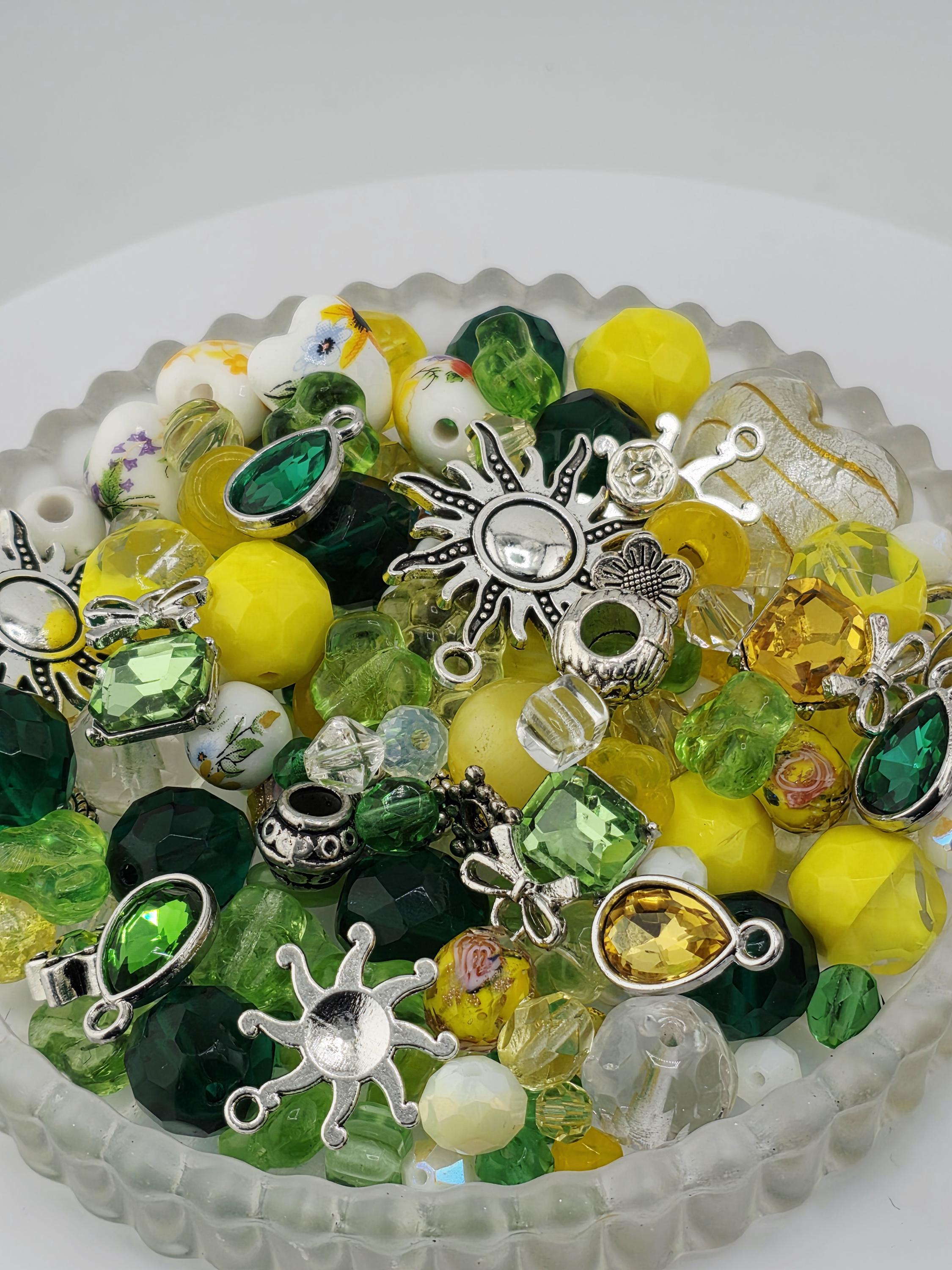 Sun of a Bead! Glass Bead Mix: Bold Jewel Tones with Playful Charms (2 oz) | Jewelry Making Bracelet Supply | Learise Curated Mix