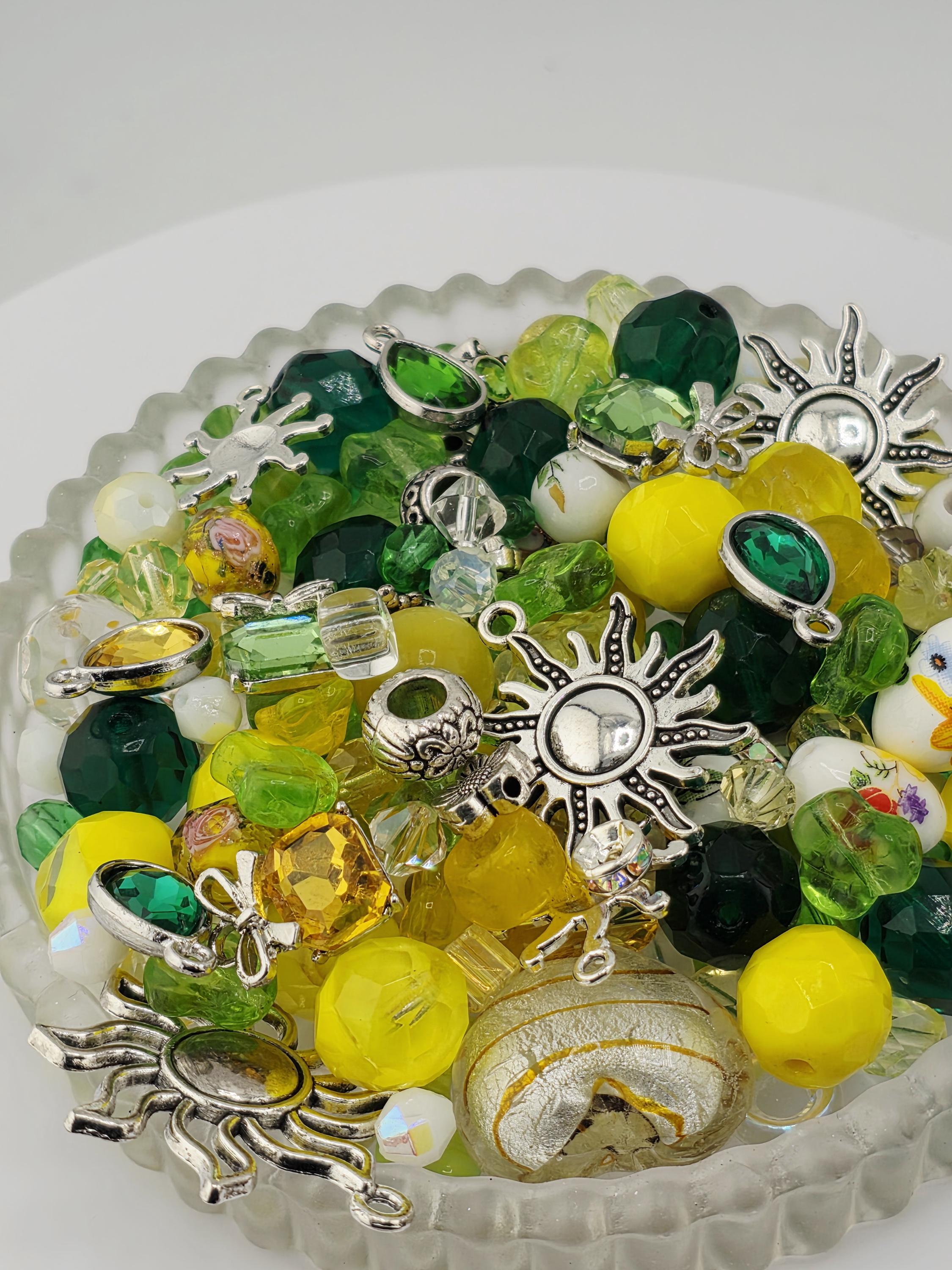 Sun of a Bead! Glass Bead Mix: Bold Jewel Tones with Playful Charms (2 oz) | Jewelry Making Bracelet Supply | Learise Curated Mix