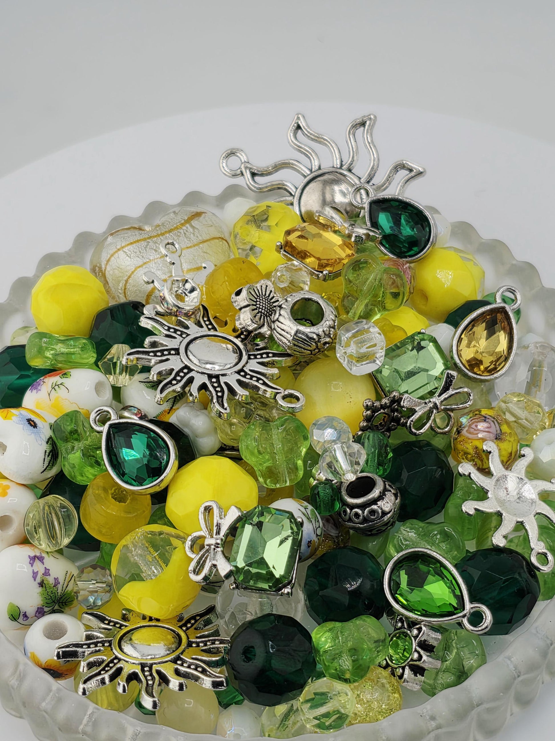 Sun of a Bead! Glass Bead Mix: Bold Jewel Tones with Playful Charms (2 oz) | Jewelry Making Bracelet Supply | Learise Curated Mix