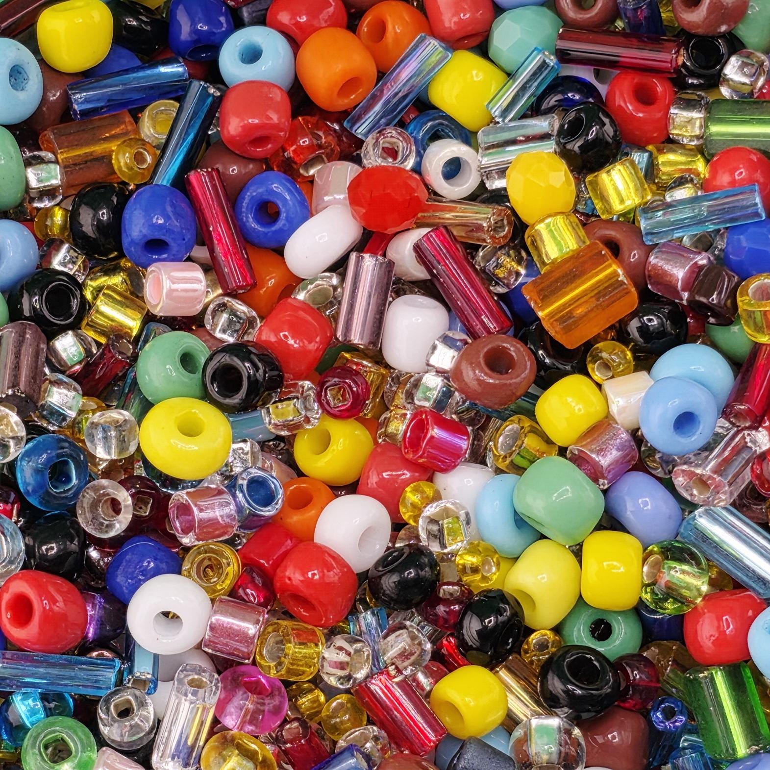 Seed Bead Mixes - Assorted Size and Shape Glass Beads for Loom Weaving, Fringe Earrings, & Jewelry Making - Multi-Color 20g Bag