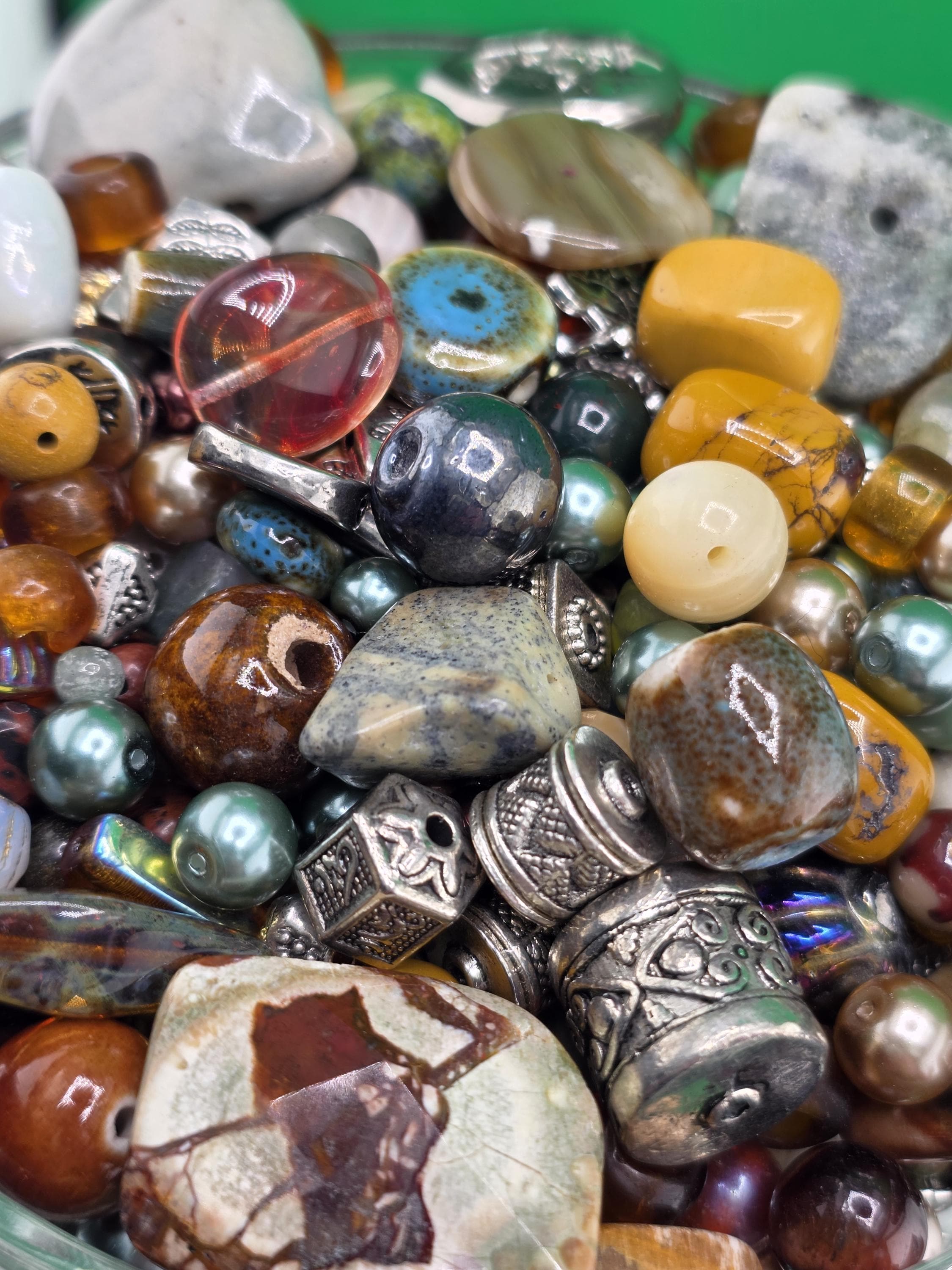 Fancy Jasper Beads Mix, Earth Tone Gemstones (2oz Jewelry Crafting) | Jewelry Making Bracelet Supply | Learise Curated Mix