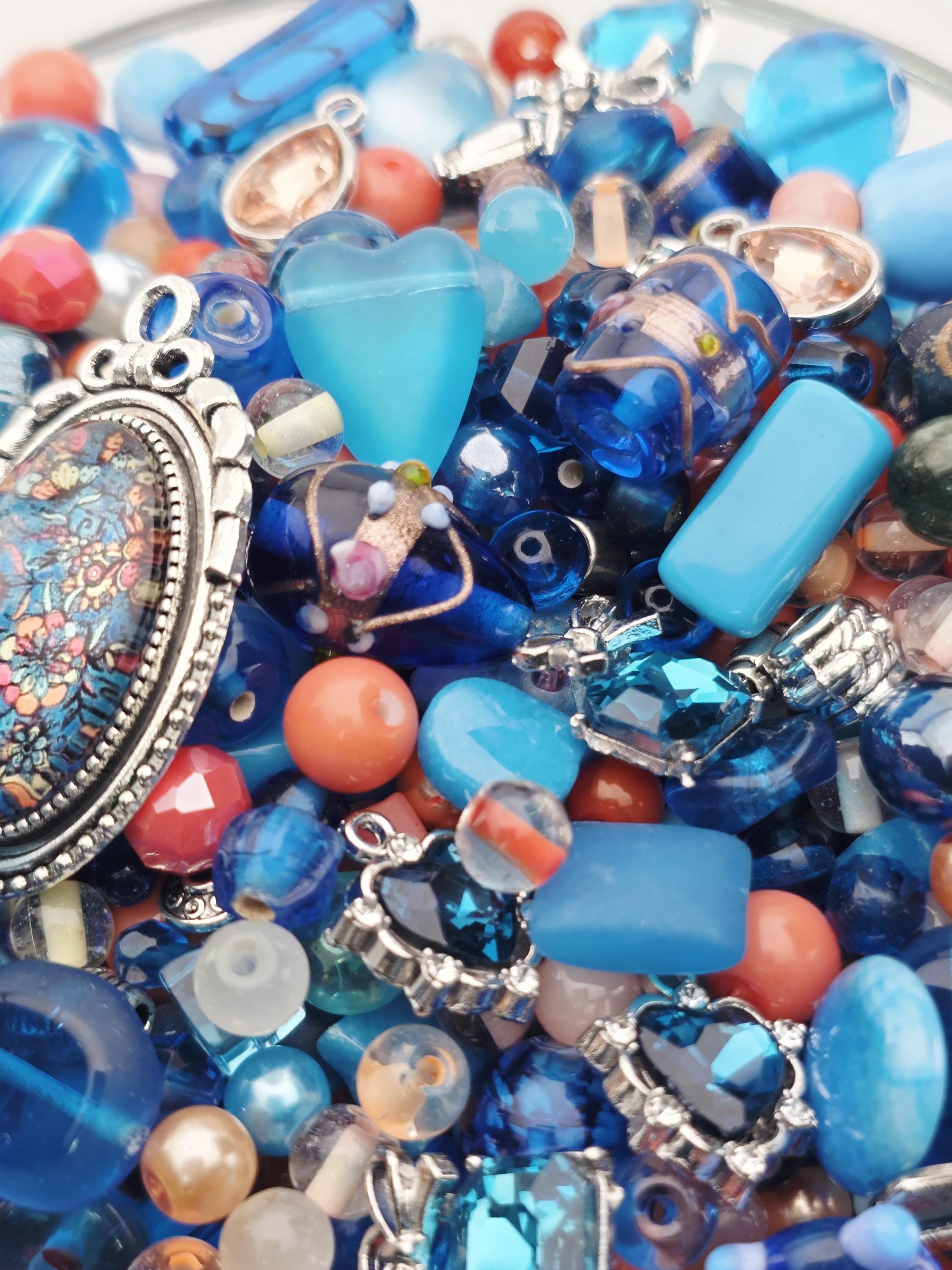 Coral Grief Bead Mix, Salmon Aqua Glass with Metal Spacers (2oz) | Jewelry Making Bracelet Supply | Learise Curated Mix
