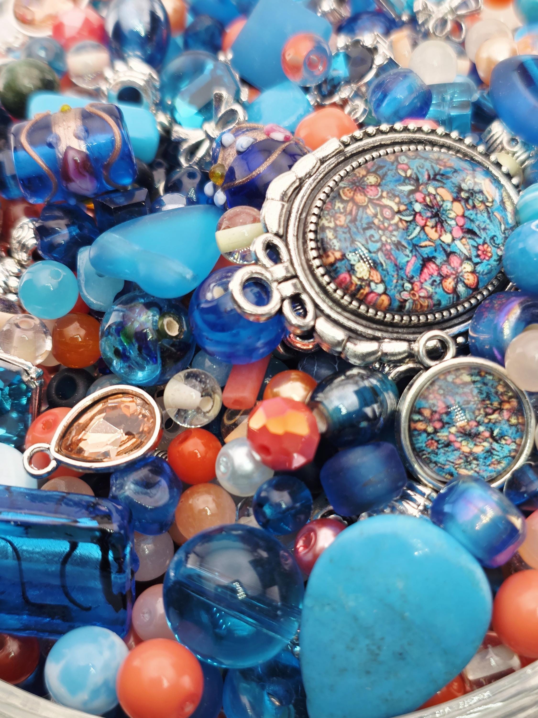 Coral Grief Bead Mix, Salmon Aqua Glass with Metal Spacers (2oz) | Jewelry Making Bracelet Supply | Learise Curated Mix