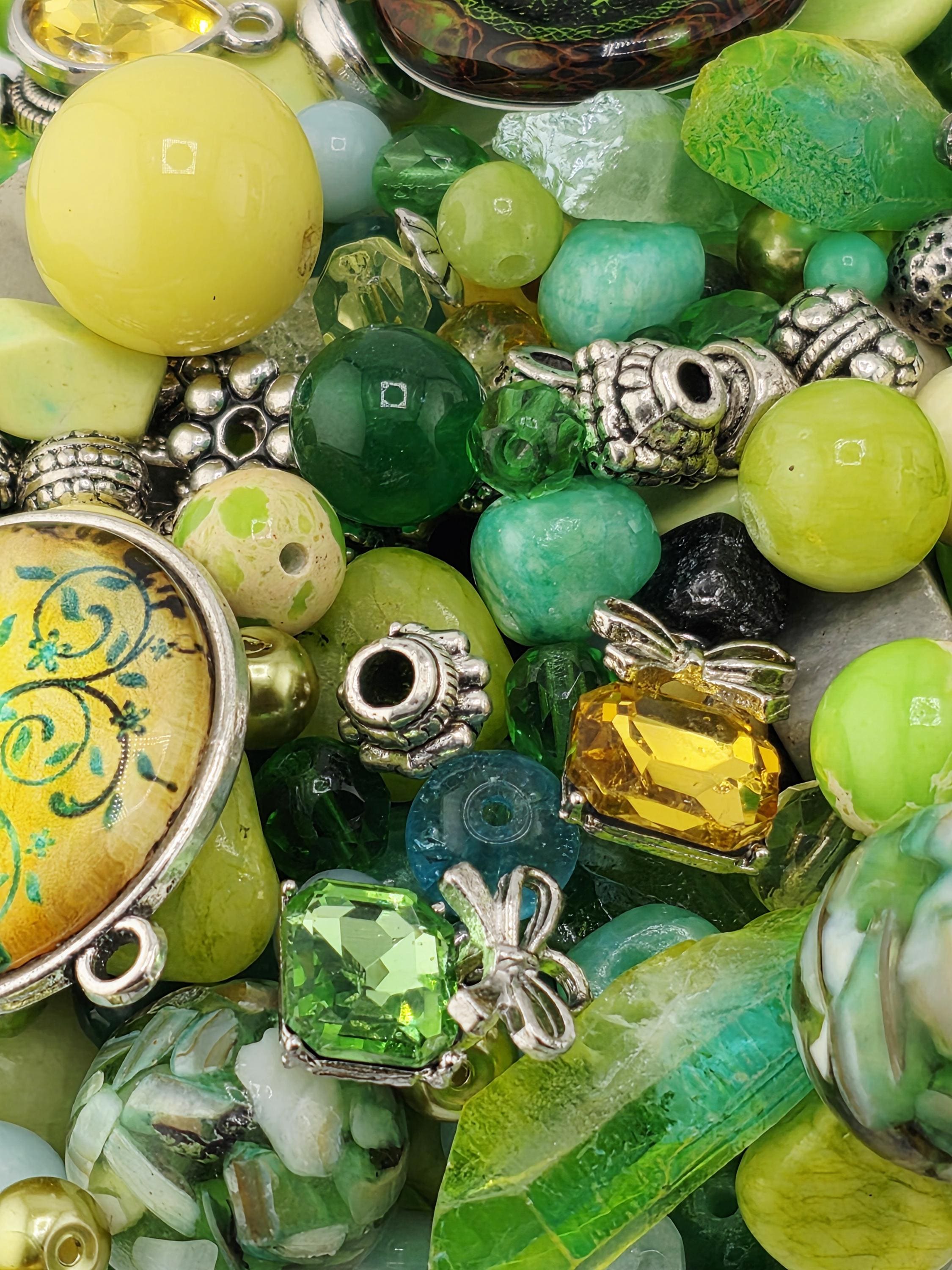 Craft Bead Mix, Gemstone Soup, Wasabi & Citrus (2oz Semi-Precious Lot) | Jewelry Making Bracelet Supply | Learise Curated Mix