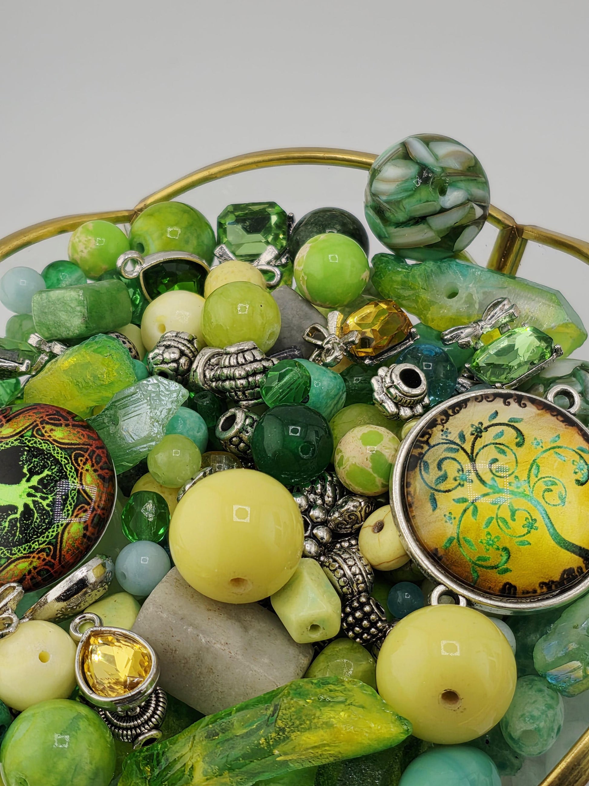 Craft Bead Mix, Gemstone Soup, Wasabi & Citrus (2oz Semi-Precious Lot) | Jewelry Making Bracelet Supply | Learise Curated Mix