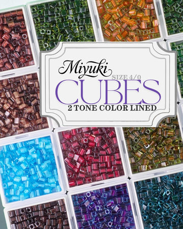 Miyuki 4mm Cube Beads: Two-Tone Inside Color Lined 15g