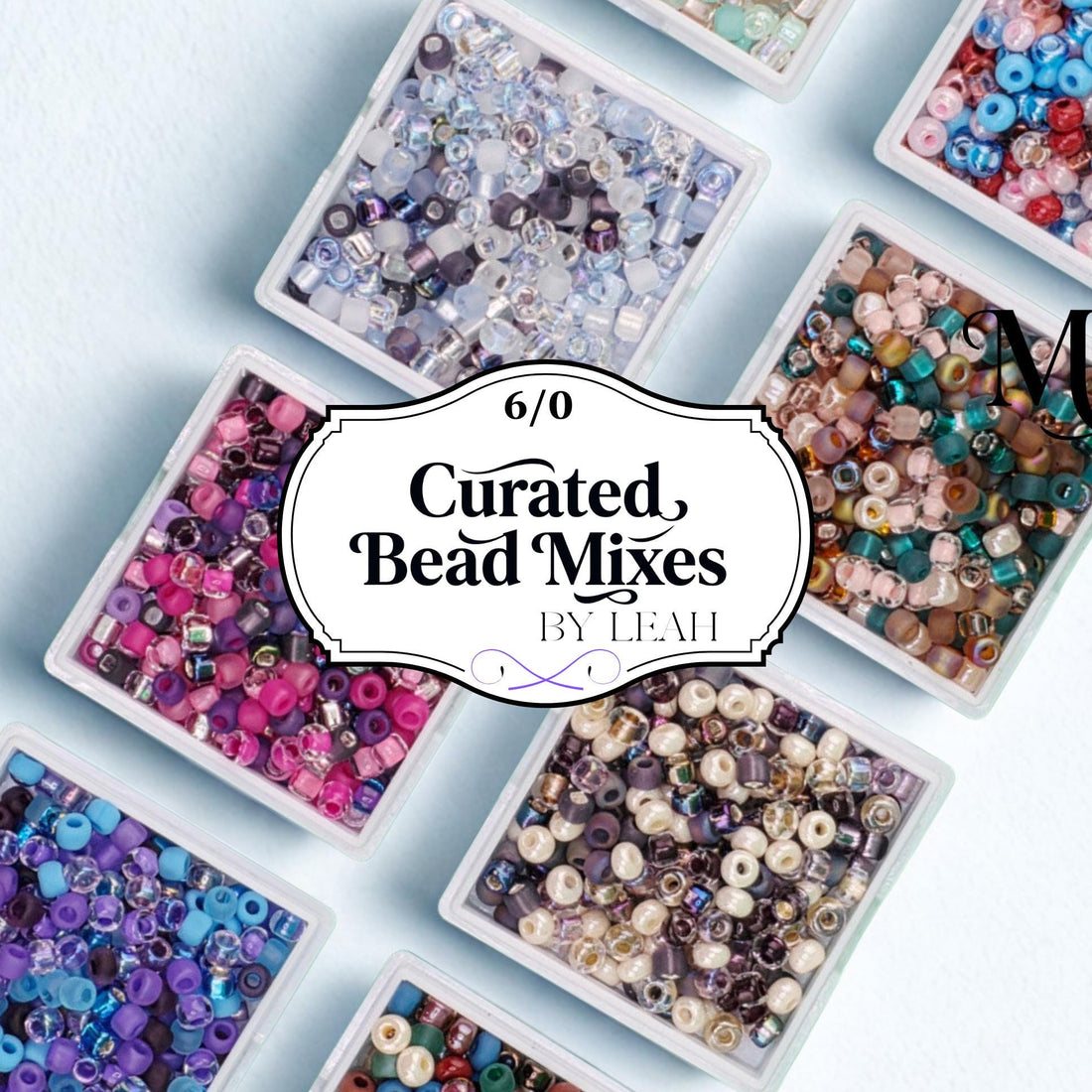 an assortment of colorful beads in various shapes and sizes, arranged in multiple containers.
