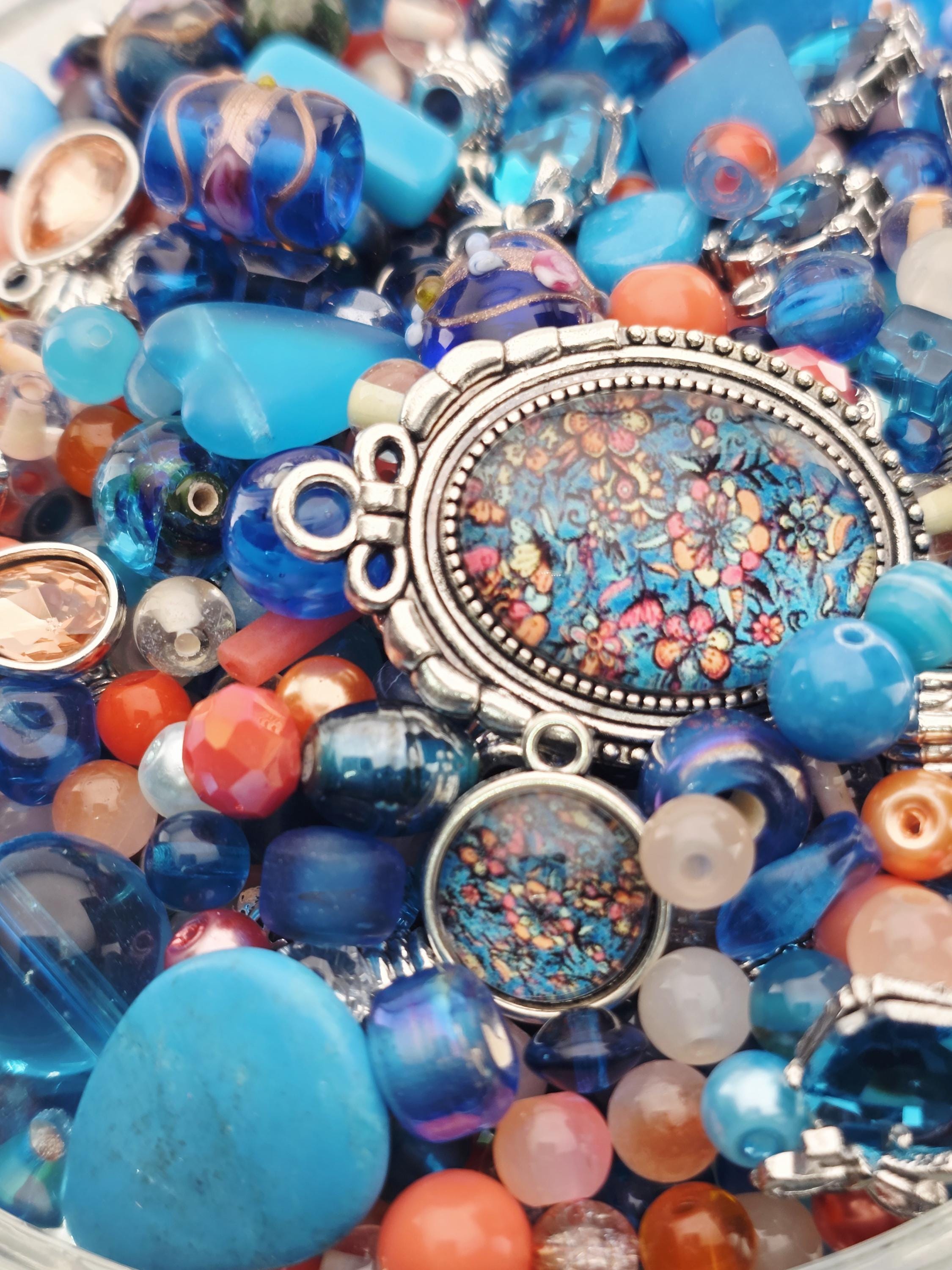 Coral Grief Bead Mix, Salmon Aqua Glass with Metal Spacers (2oz) | Jewelry Making Bracelet Supply | Learise Curated Mix
