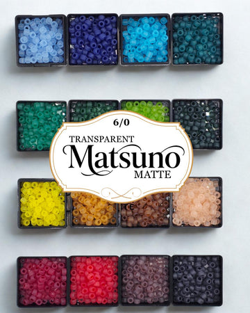 Matsuno 6/0 Seed Beads 15g - Translucent Matte - Choice of 19 Colors or Full Collection Set - Japanese Frosted E Beads