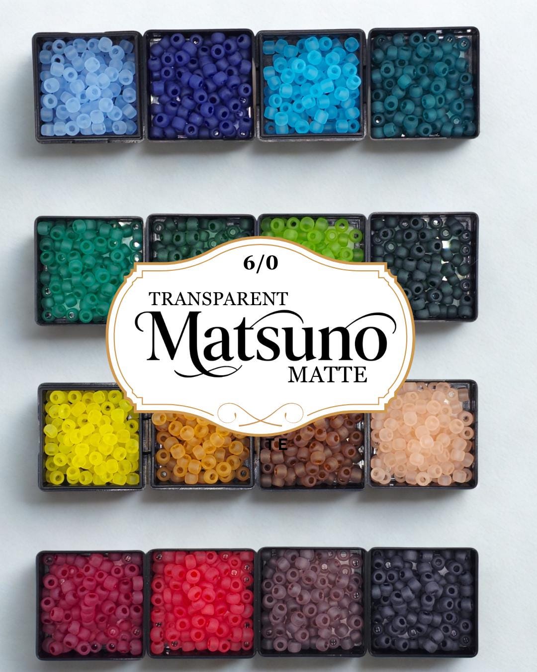 Matsuno 6/0 Seed Beads 15g - Translucent Matte - Choice of 19 Colors or Full Collection Set - Japanese Frosted E Beads