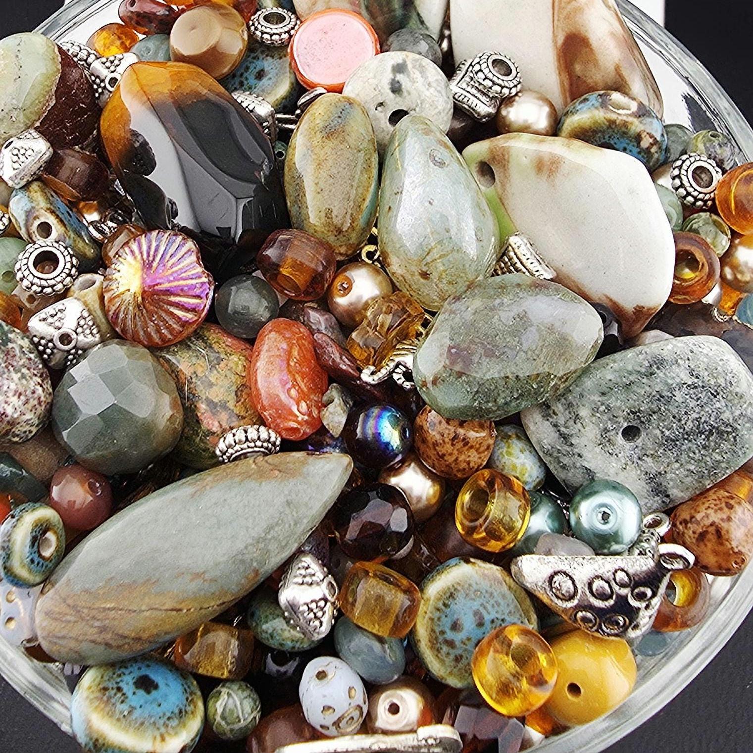 Fancy Jasper Beads Mix, Earth Tone Gemstones (2oz Jewelry Crafting) | Jewelry Making Bracelet Supply | Learise Curated Mix