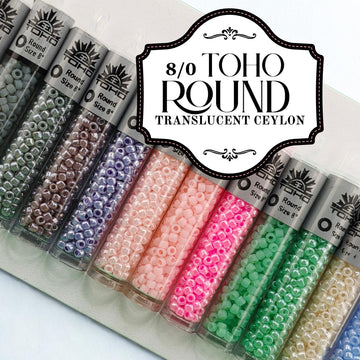Ceylon Size 8 Toho Japanese Glass Seed Beads - 2.5" Tube | Japanese Seed Beads | Bead Weaving Embroidery Supply | DIY Jewelry