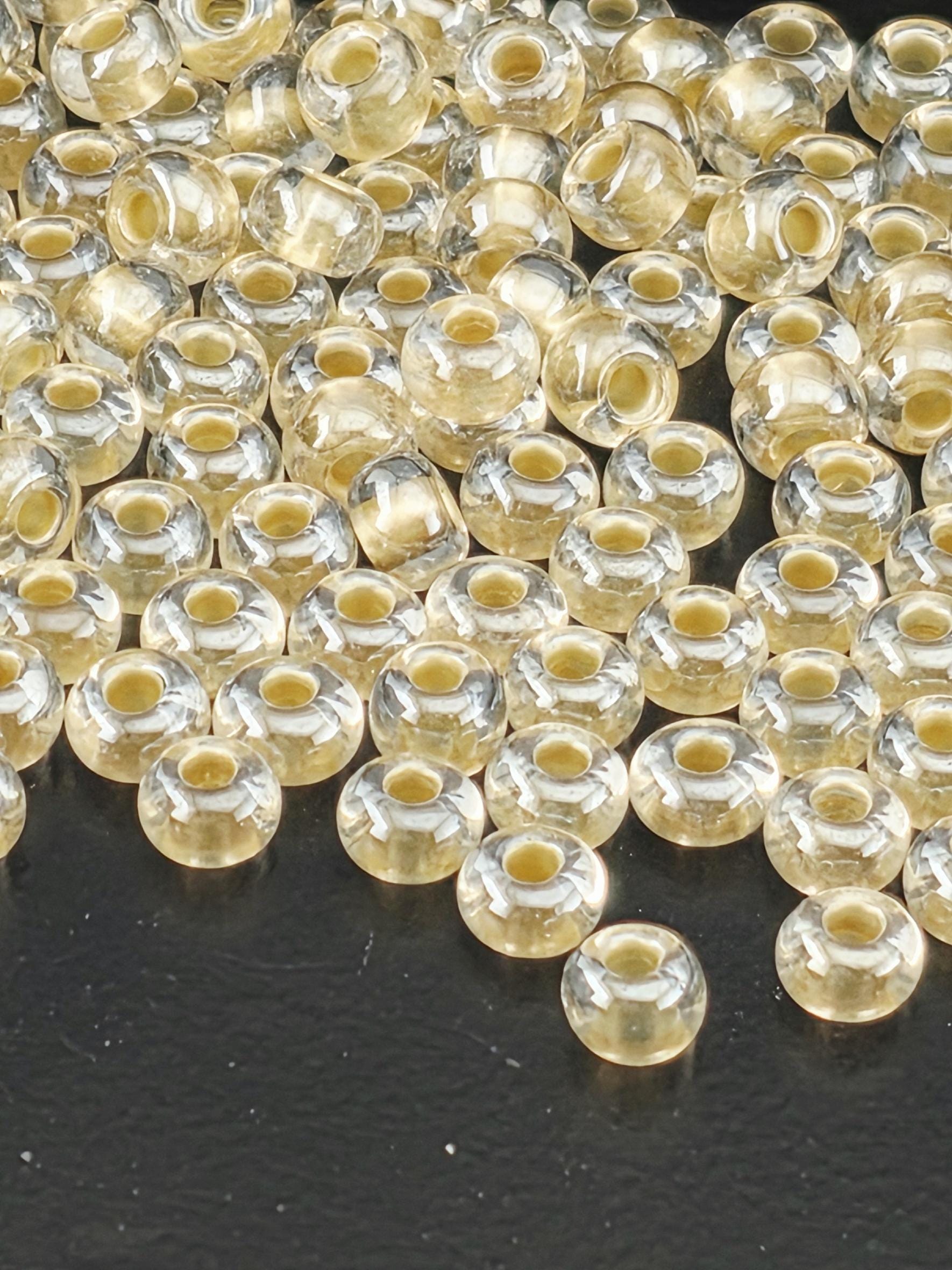 Translucent Mocca PearlLined Crystal Clear | Size 6| 15g | Preciosa-Ornela Glass Seed Beads