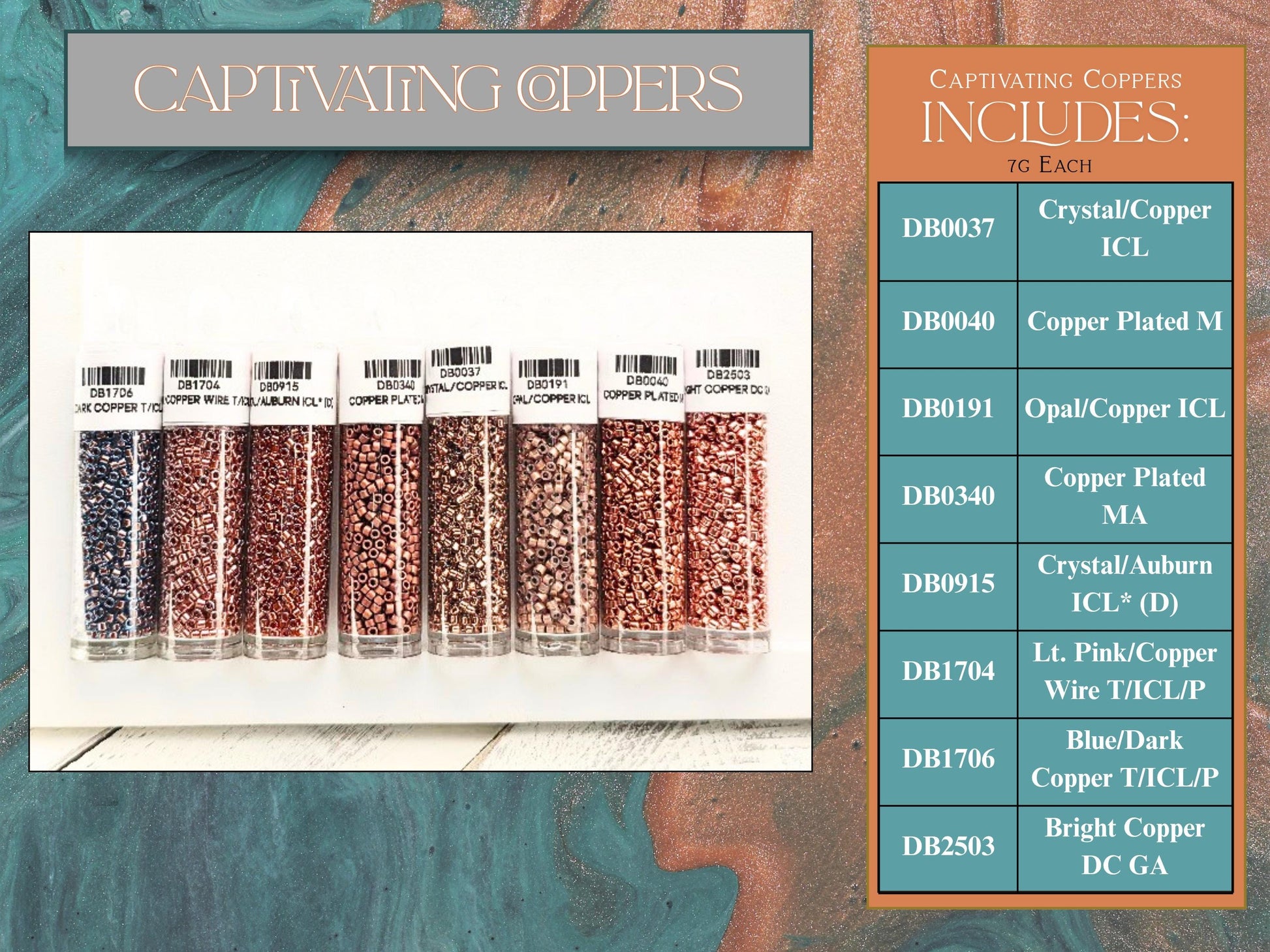 The image is a collage of various copper-colored beads and containers, including copper plated ICLs and copper-plated MAs, as well as copper-plated wires and copper-plated copper-plated wires.