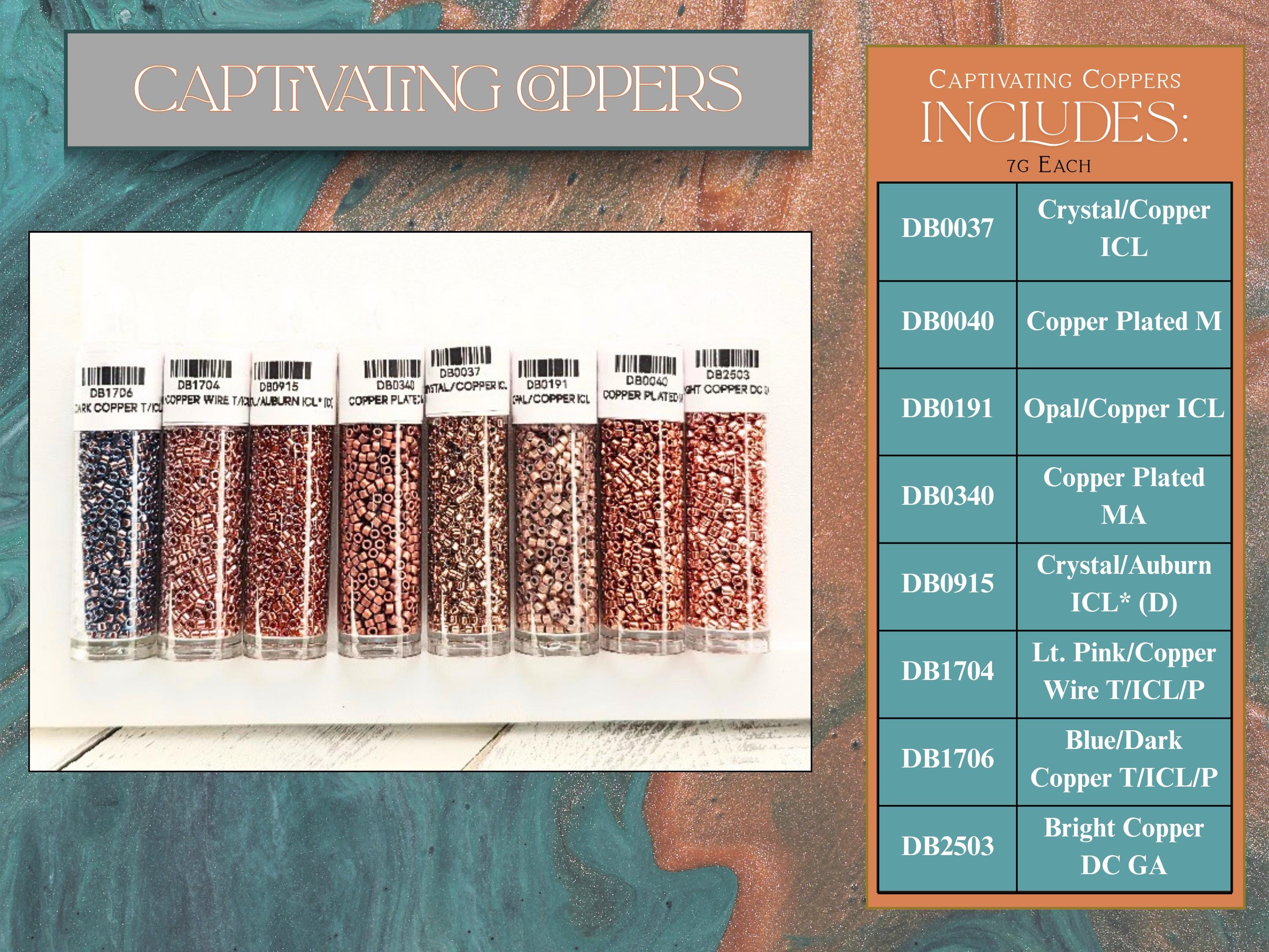 The image is a collage of various copper-colored beads and containers, including copper plated ICLs and copper-plated MAs, as well as copper-plated wires and copper-plated copper-plated wires.