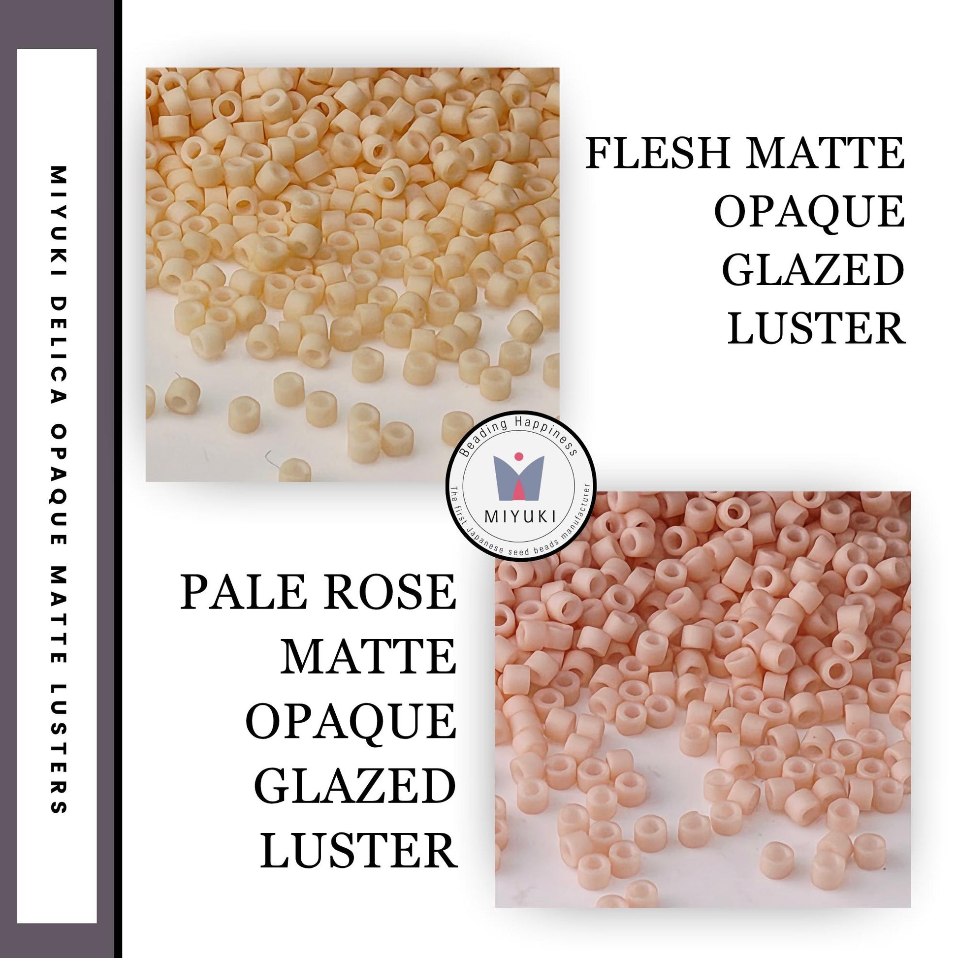 The image is a collage of two images, each depicting a different type of pasta: pale rose and glazed opaquet. The text in the image provides information about the pasta, including its texture and color.