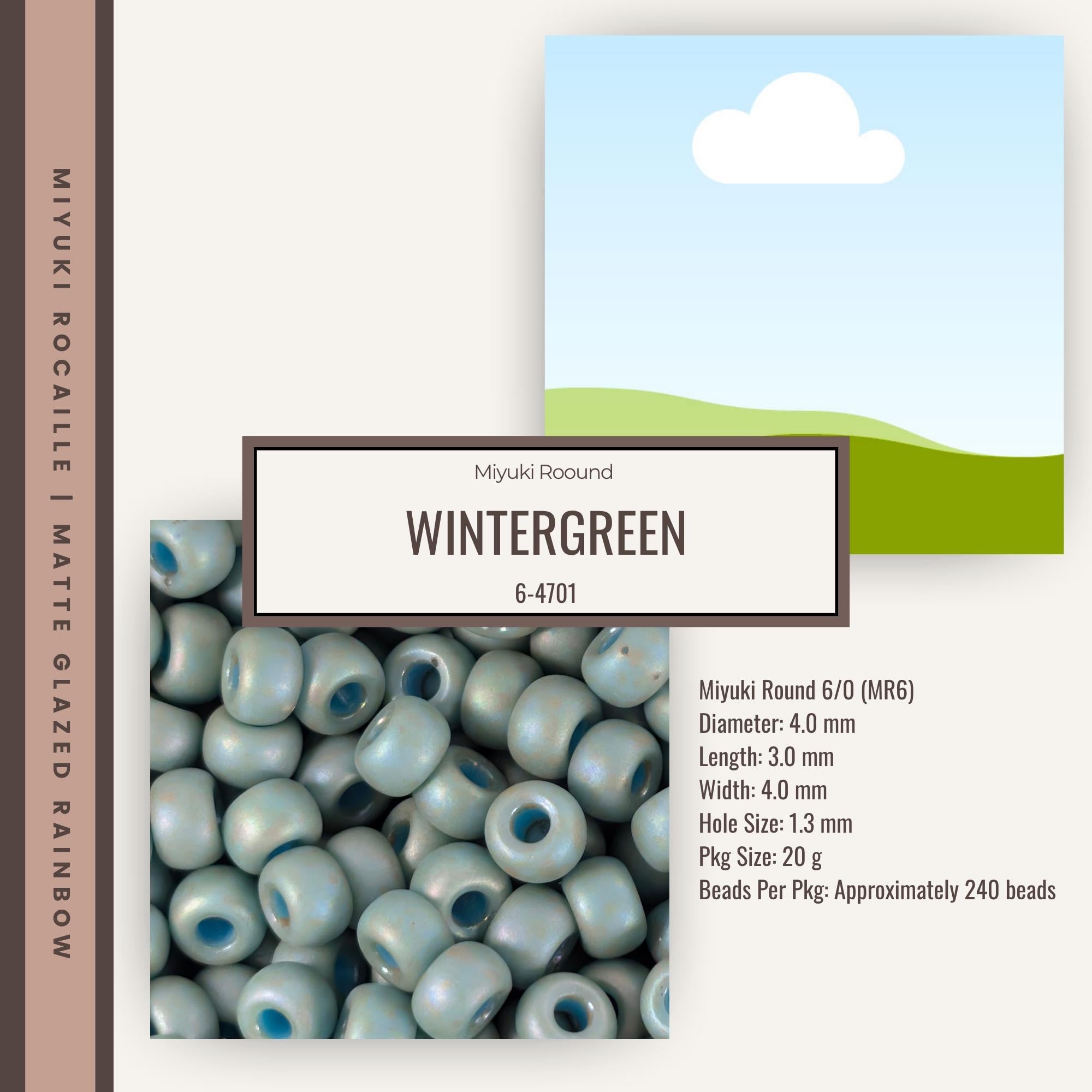 The image is a collage of three elements: a close-up of a pile of round beads, a landscape image, and a label for a product.