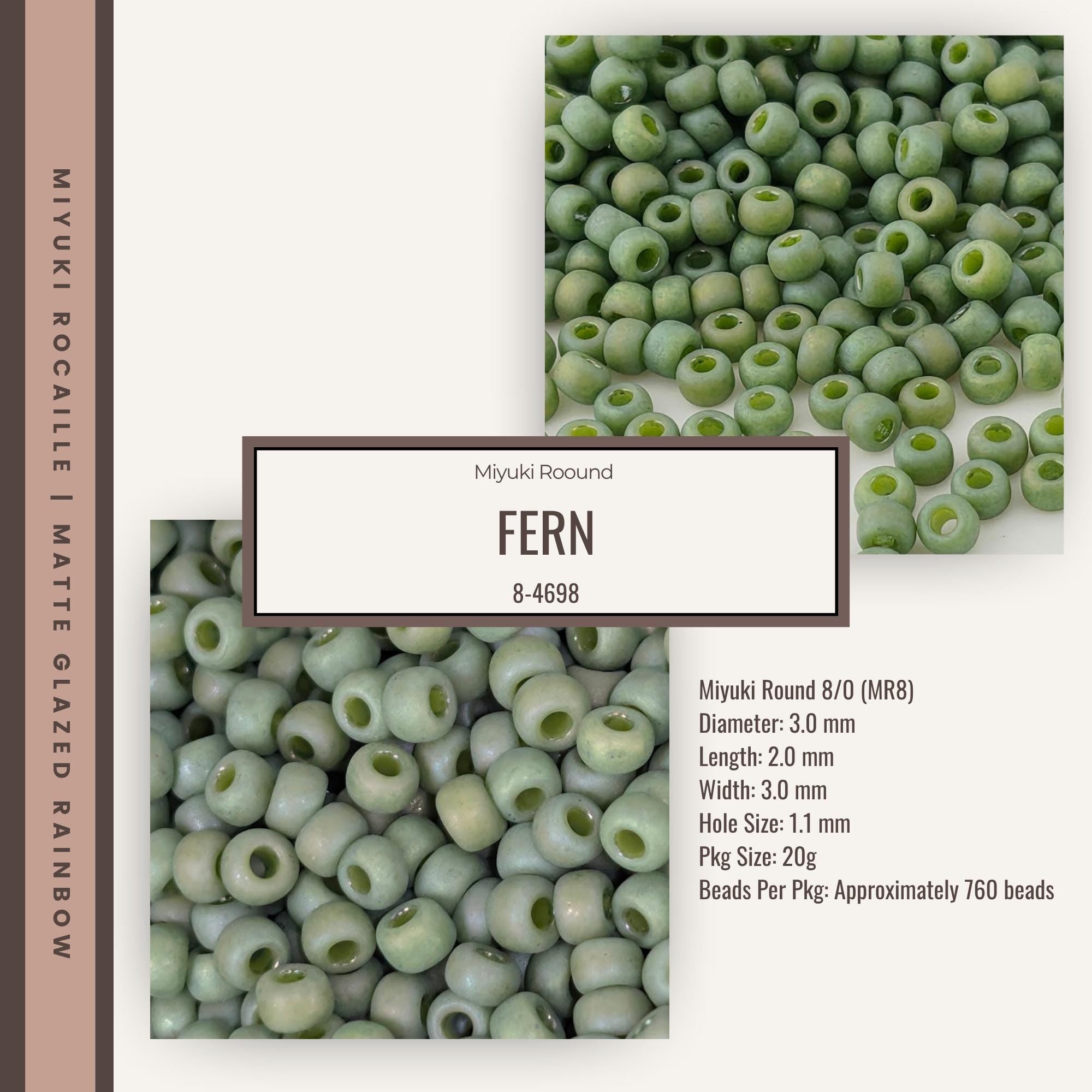 The image is a collage of two photographs. The top photograph shows a large pile of green beads, while the bottom photograph displays a smaller pile of green beads. The text in the image provides information about the beads, including their size, shape, and material.