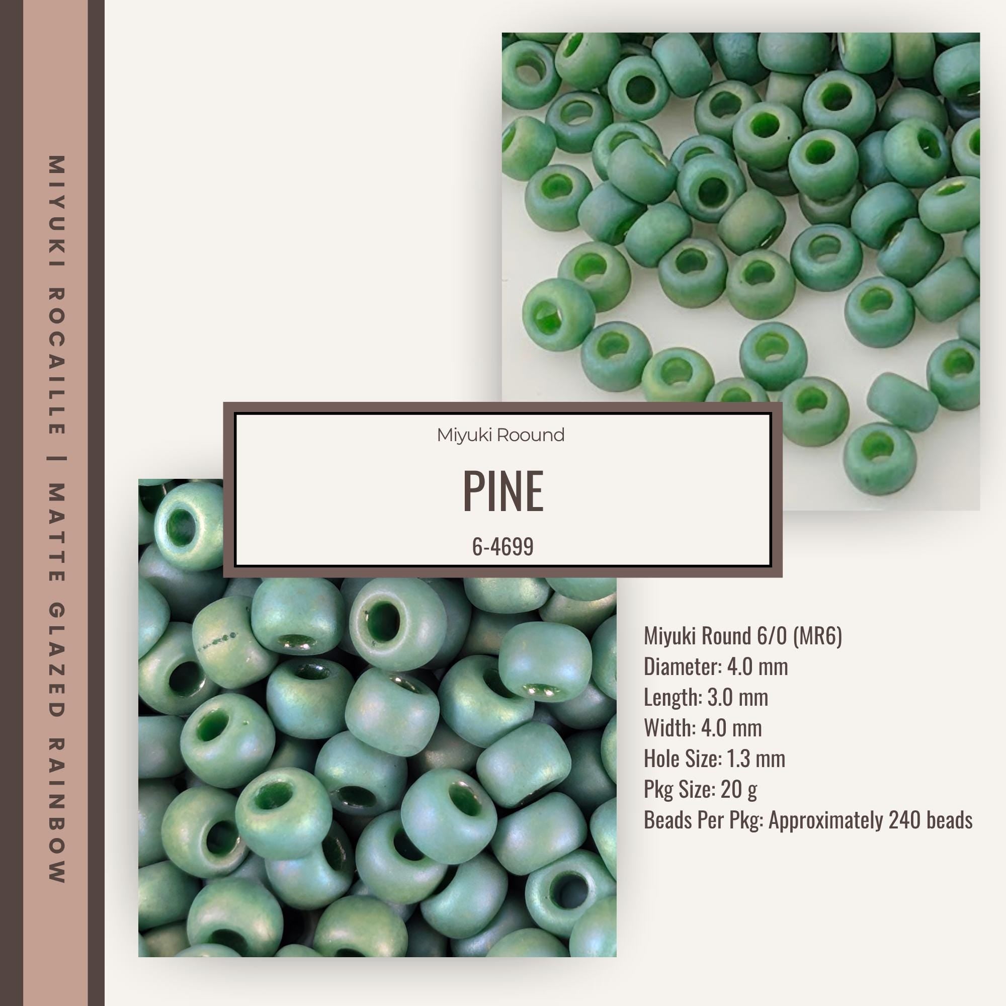 The image is a collage of two photos. The top photo shows a close-up of a pile of green beads, while the bottom photo displays a close-up of a pile of green beads. The text in the image provides information about the beads, including their size, shape, and material.