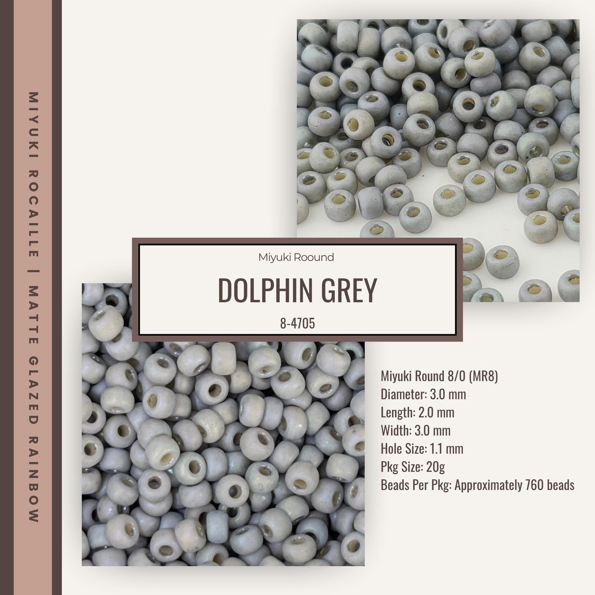 The image is a collage of two images showing different sizes of grey beads, with a focus on the grey beads in the center.