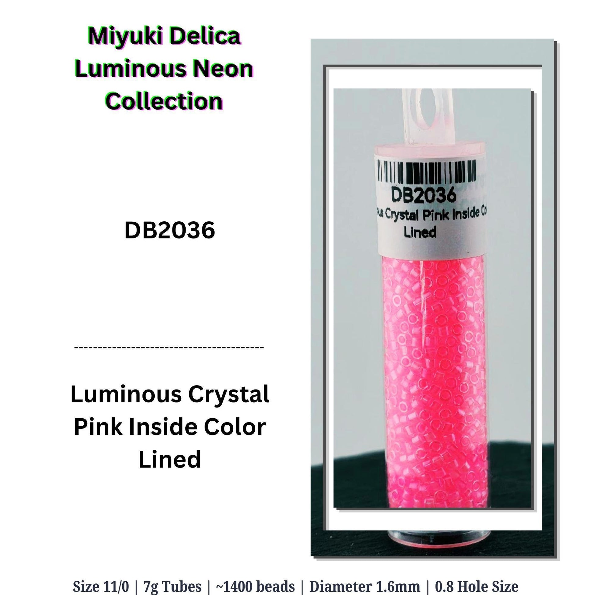 Miyuki Delica Luminous Bright/Neon Collection | 7g Tubes | Choose from 10 Colors or the Collection