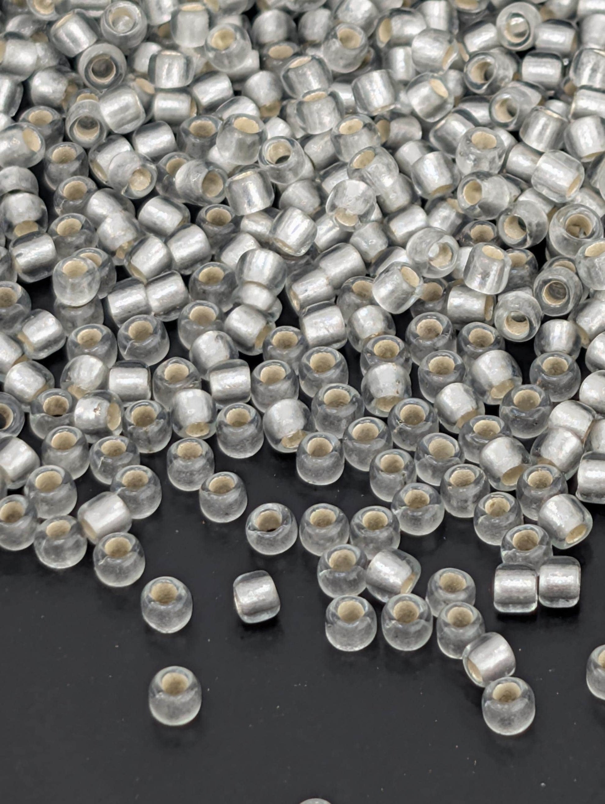 Silver-Lined Frosted Black Diamond Size 11/0 Toho Round 2.5" tube